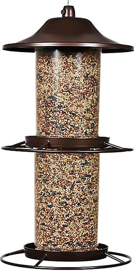 Perky-Pet Panorama Plastic Bird Tubed Wild Bird Feeder - Brown - 4.5 Lbs Cap