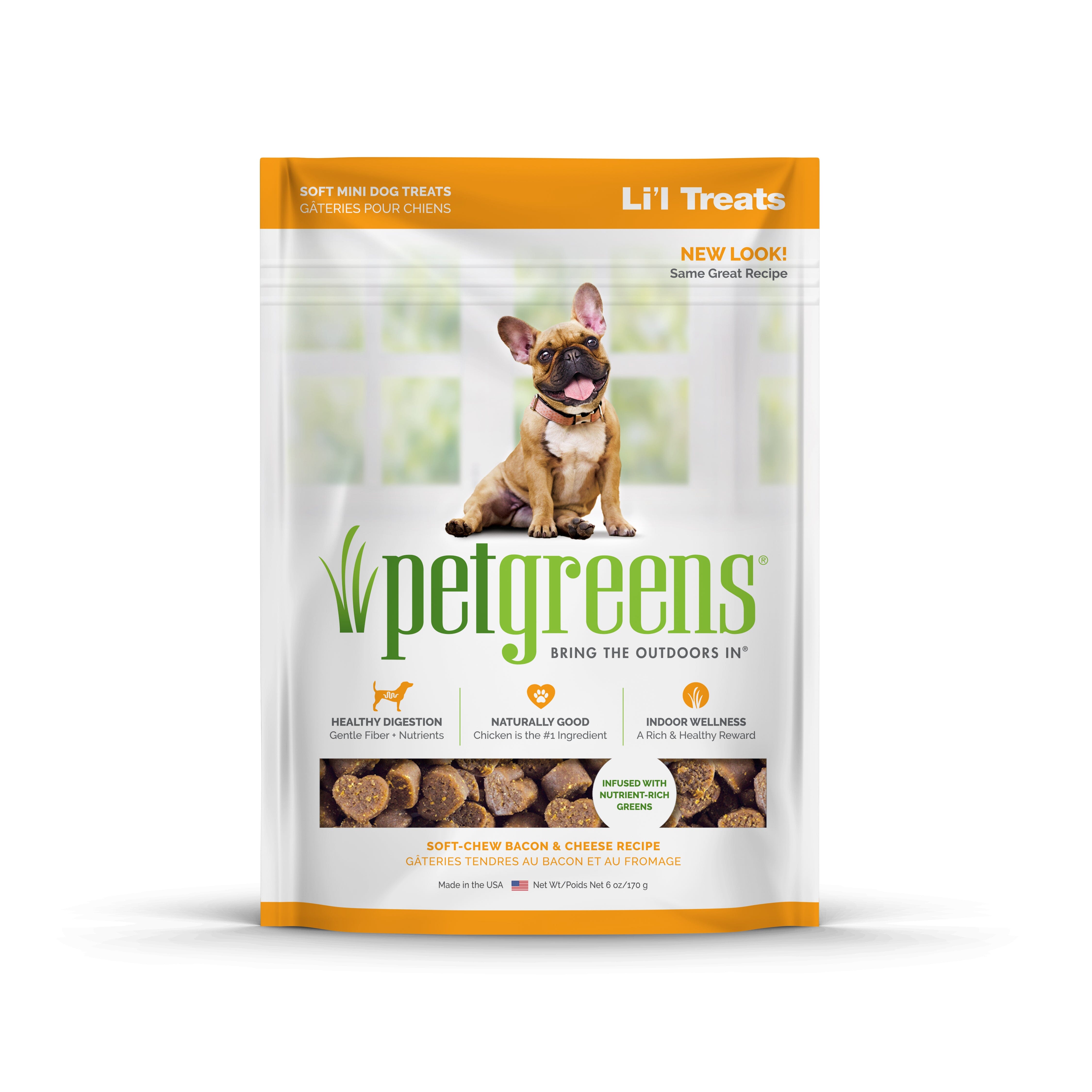 Pet Greens Li'l Treats Soft Mini Dog Treats Bacon & Cheese - 6 Oz