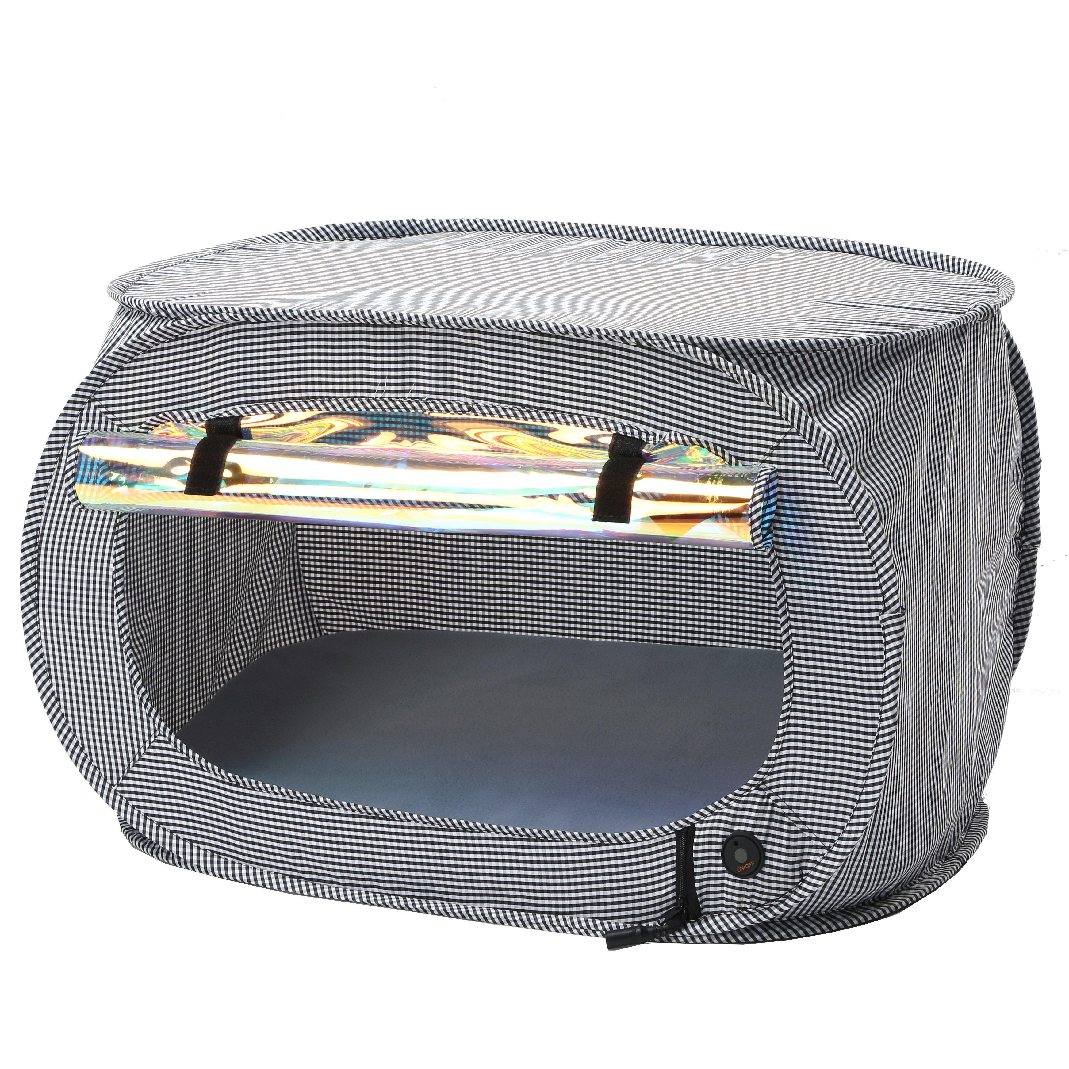 Pet Life "Enterlude" Electric Heating Wire Folding Travel Pet Tent Crate Grey