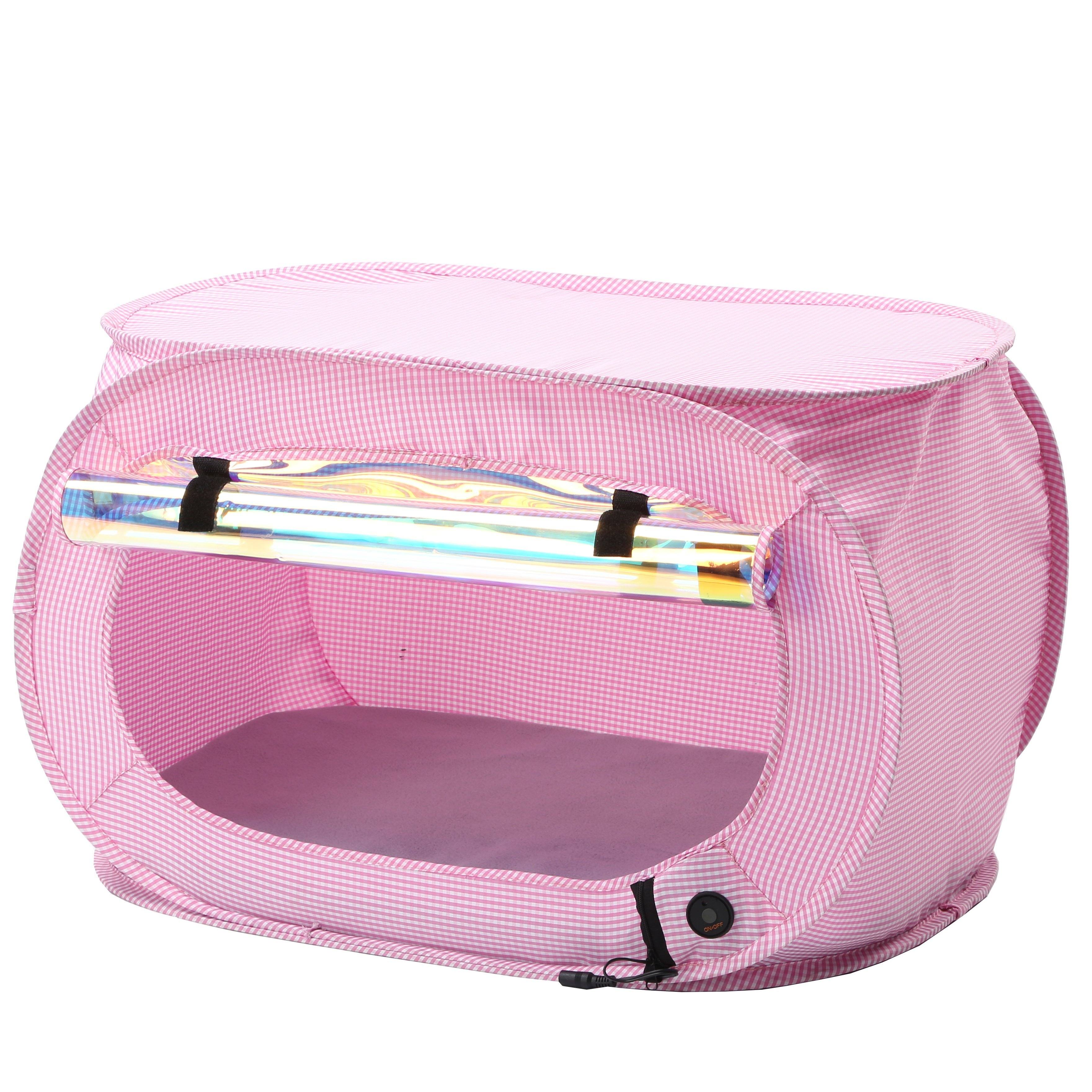 Pet Life "Enterlude" Electric Heating Wire Folding Travel Pet Tent Crate Pink