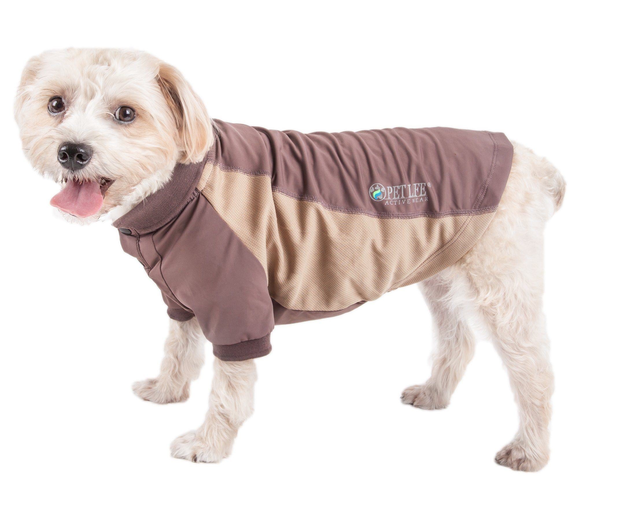 Pet Life ® Active 'Barko Pawlo' Relax-Stretch Quick-Drying Performance Dog Polo T-Shirt X-Small Brown
