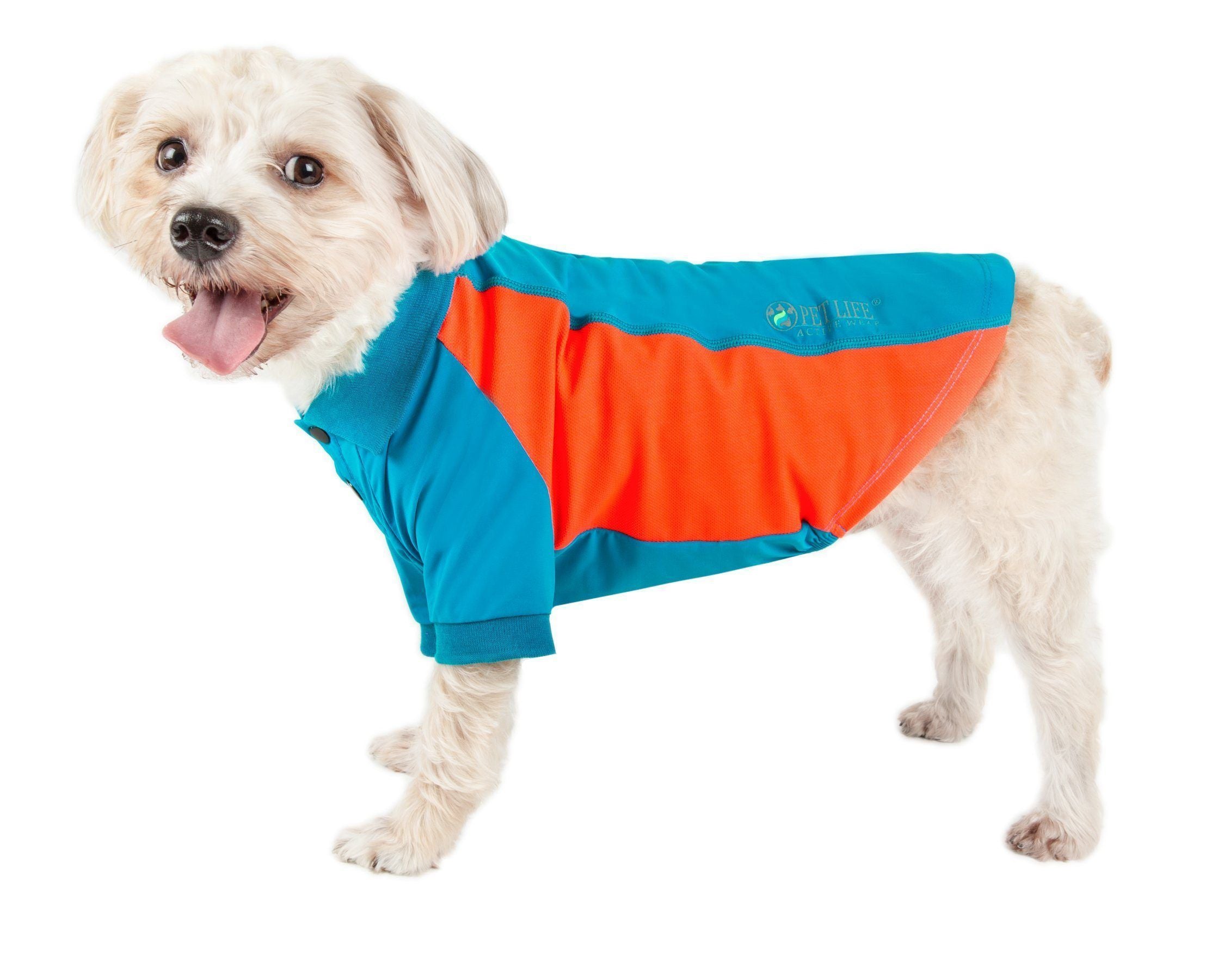 Pet Life ® Active 'Barko Pawlo' Relax-Stretch Quick-Drying Performance Dog Polo T-Shirt X-Small Light Blue