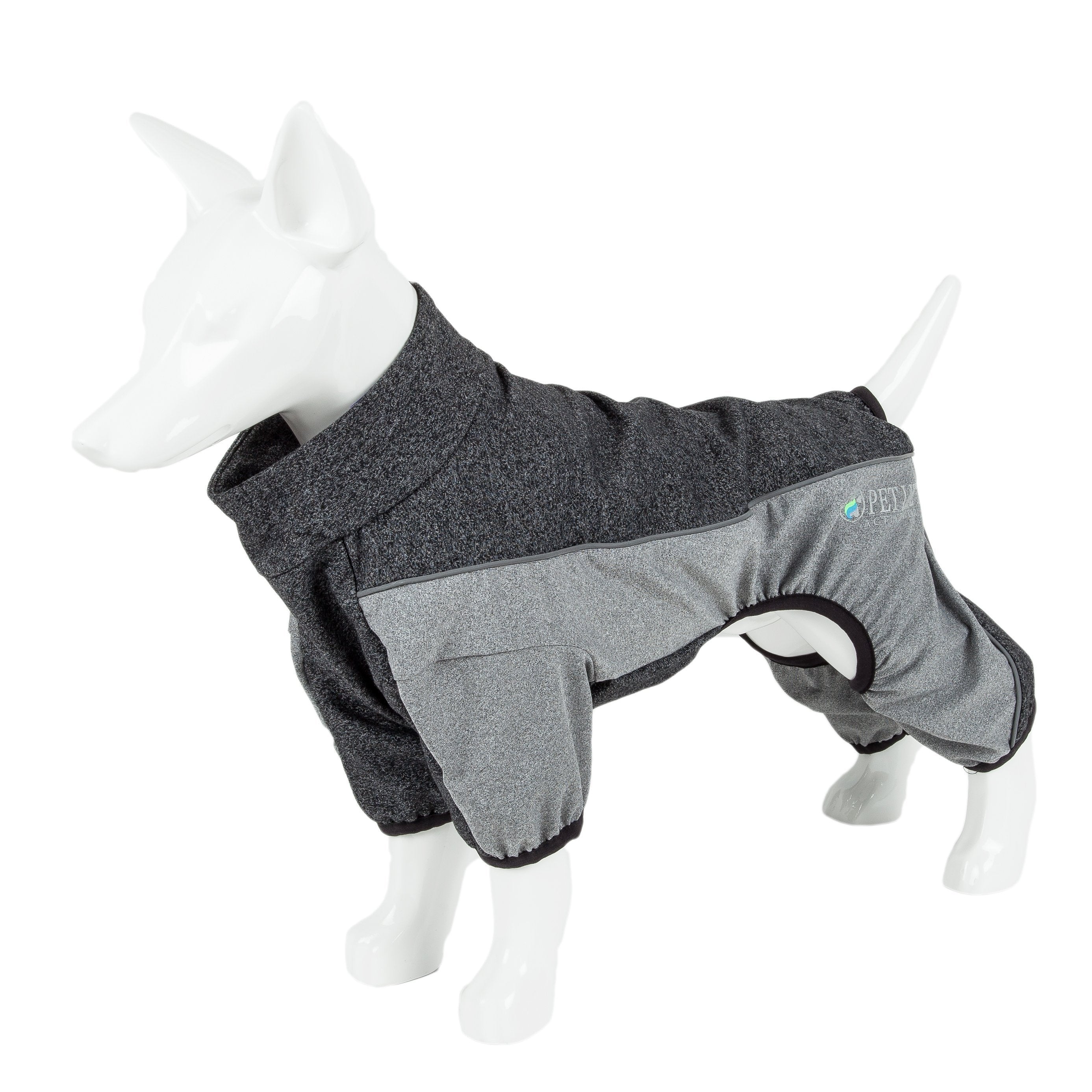 Pet Life ® Active 'Chase Pacer' Medium-weight 4-Way-Stretch Yoga Fitness Dog Tracksuit X-Small Charcoal Gray And Black