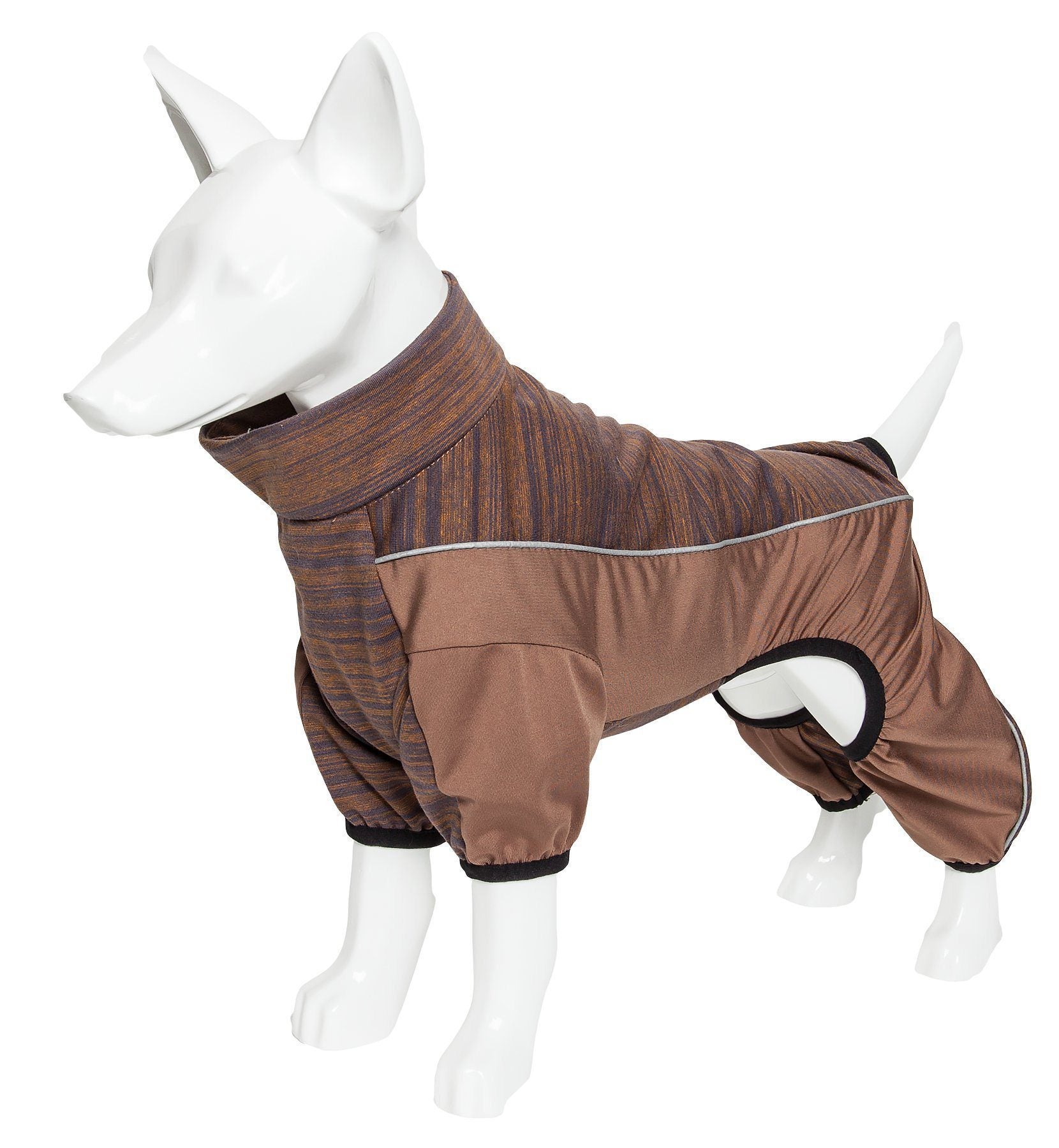 Pet Life ® Active 'Chase Pacer' Medium-weight 4-Way-Stretch Yoga Fitness Dog Tracksuit X-Small Brown And Pattern