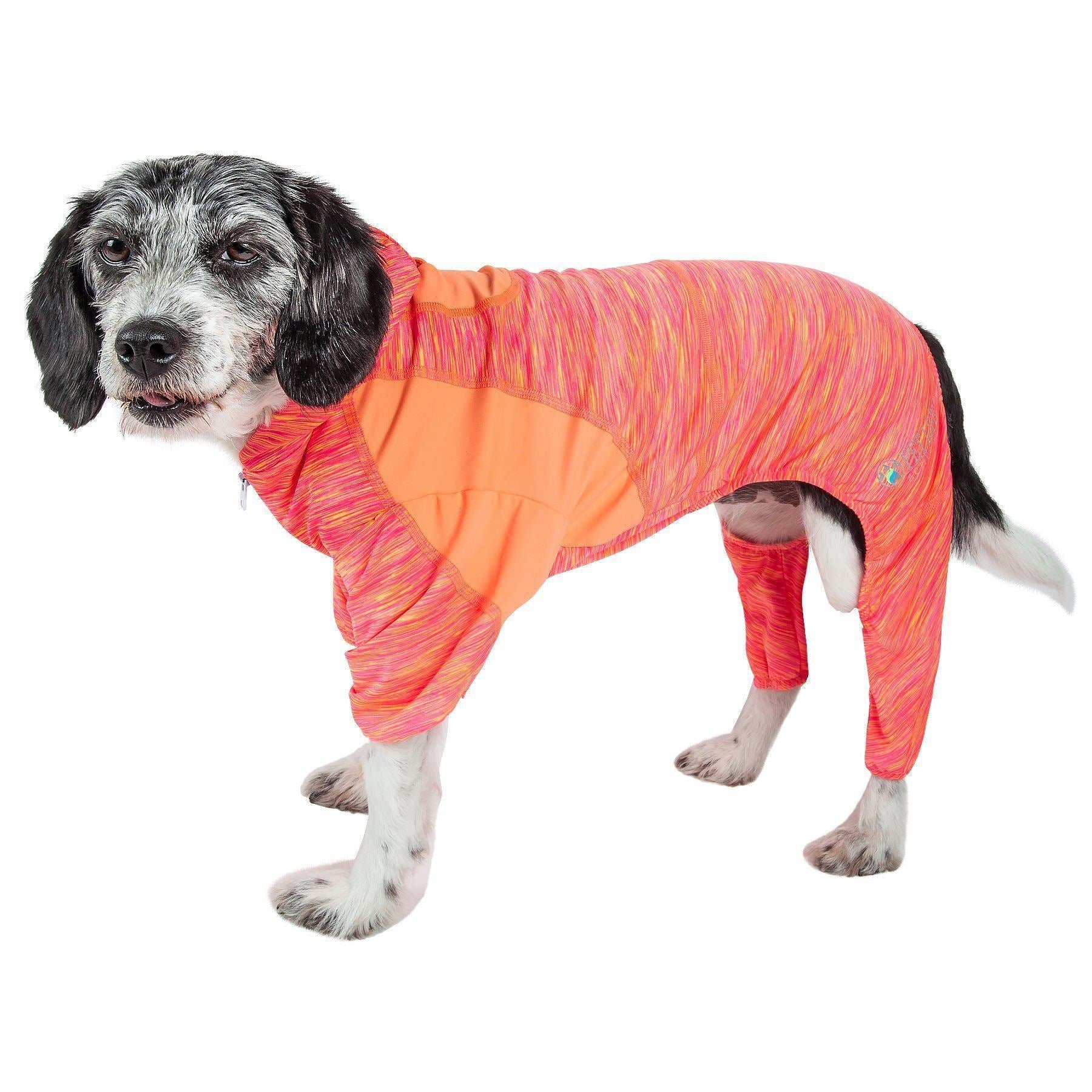 Pet Life ® Active 'Downward Dog' 4-Way-Stretch Fitness Yoga Dog Tracksuit Hoodie X-Small Orange