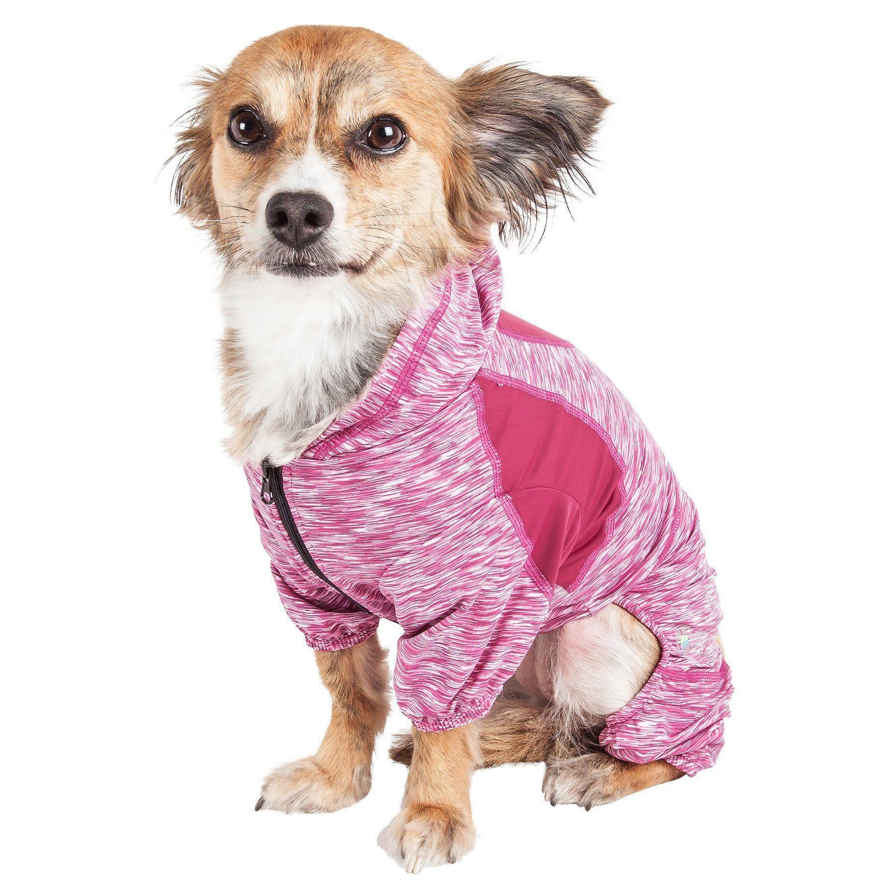 Pet Life ® Active 'Downward Dog' 4-Way-Stretch Fitness Yoga Dog Tracksuit Hoodie