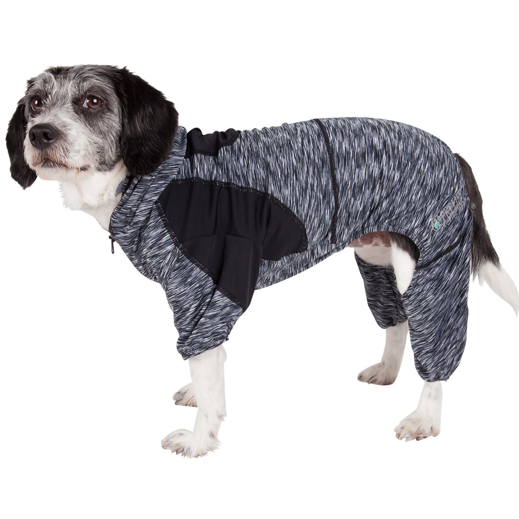 Pet Life ® Active 'Downward Dog' 4-Way-Stretch Fitness Yoga Dog Tracksuit Hoodie X-Small Black