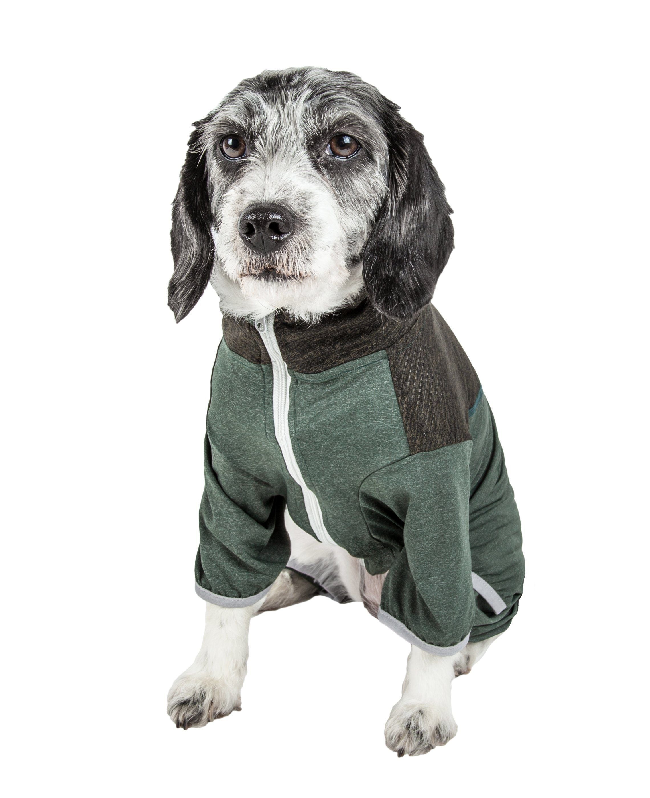 Pet Life ®  Active 'Embarker' 4-Way Stretch Fitness Yoga Full Body Dog Tracksuit