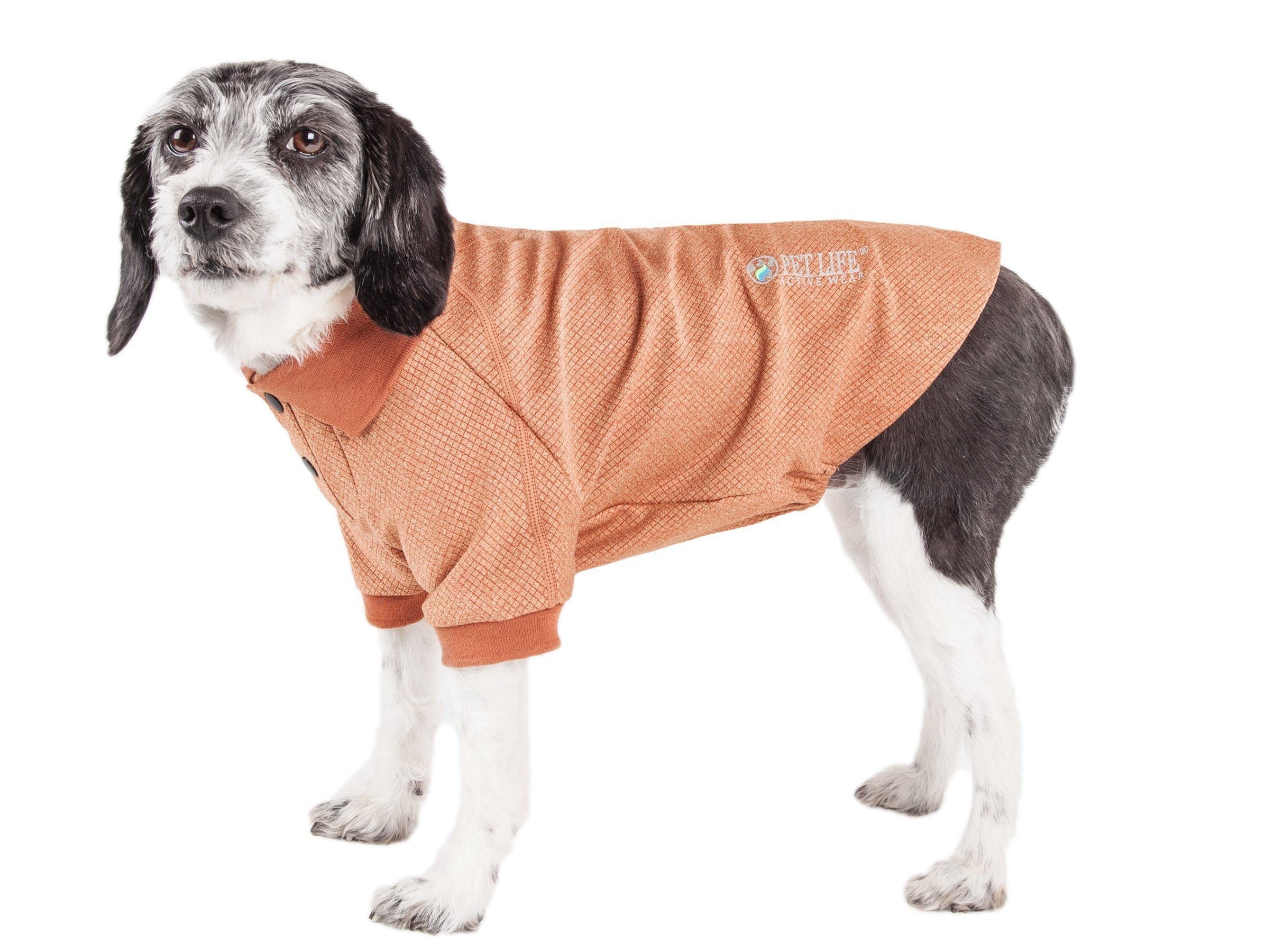 Pet Life ® Active 'Fur-Flex' Stretch and Quick-Dry Anti-Odor Fitness Yoga Dog Polo T-Shirt X-Small Tan