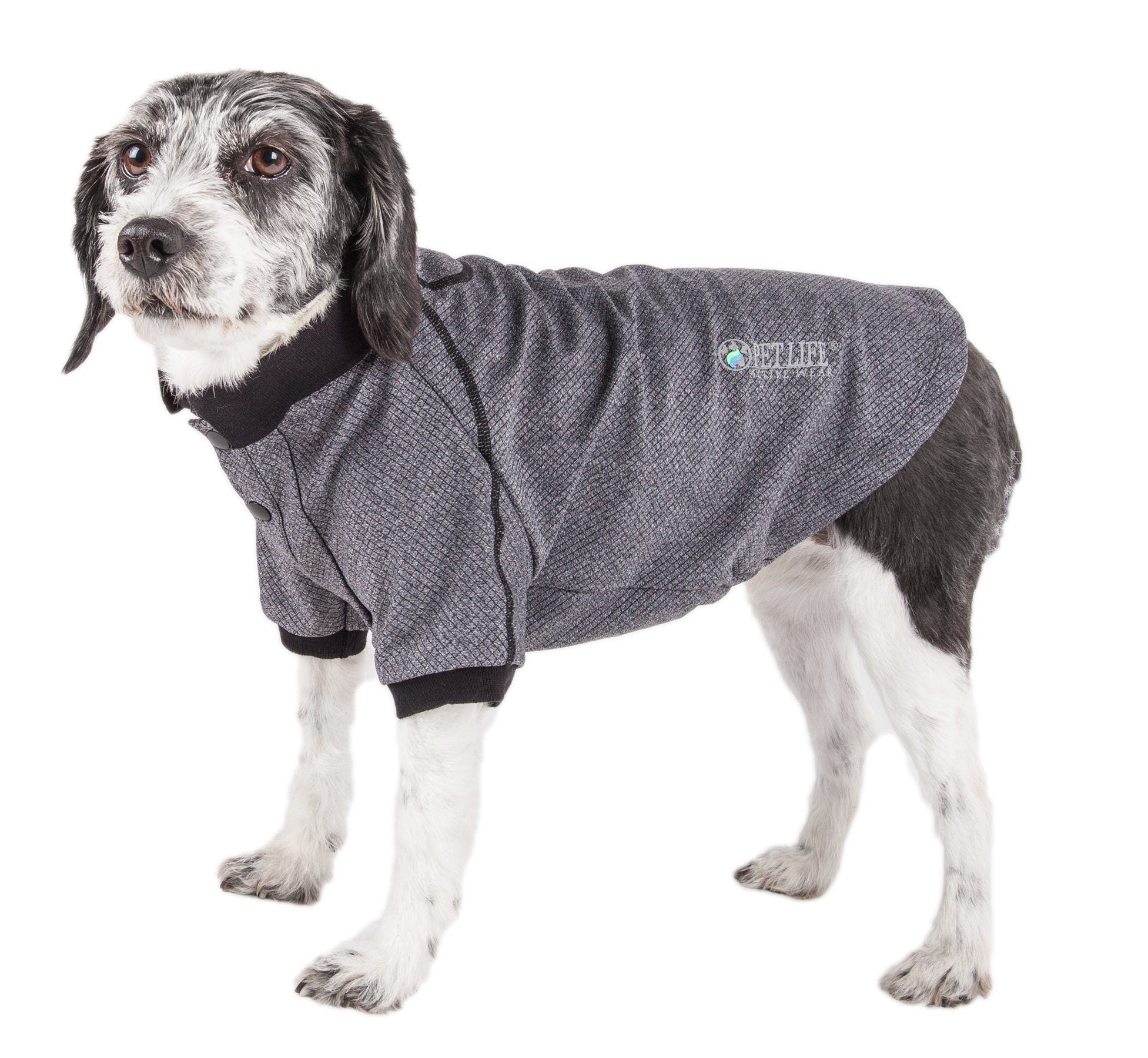 Pet Life ® Active 'Fur-Flex' Stretch and Quick-Dry Anti-Odor Fitness Yoga Dog Polo T-Shirt X-Small Gray