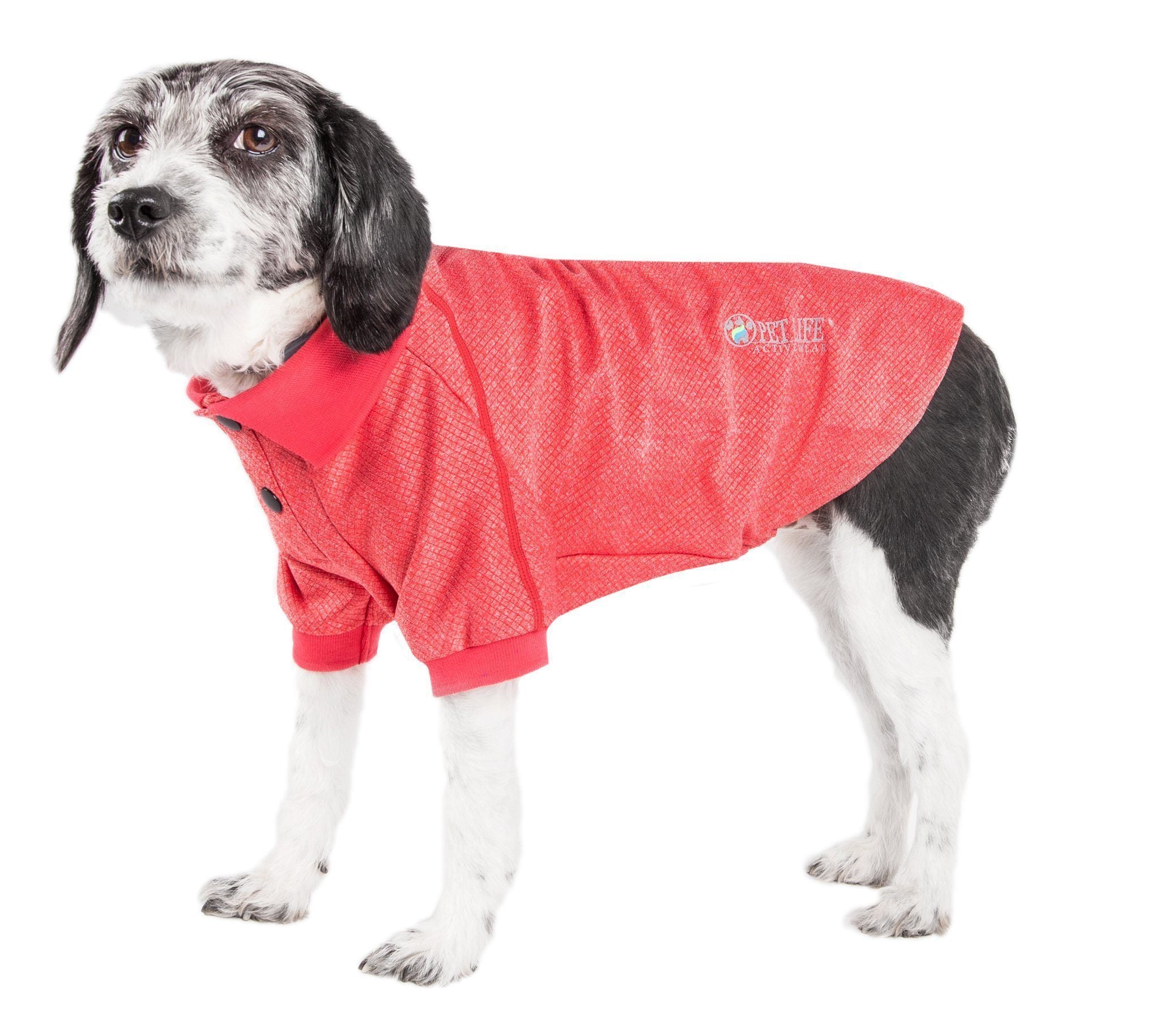 Pet Life ® Active 'Fur-Flex' Stretch and Quick-Dry Anti-Odor Fitness Yoga Dog Polo T-Shirt X-Small Red