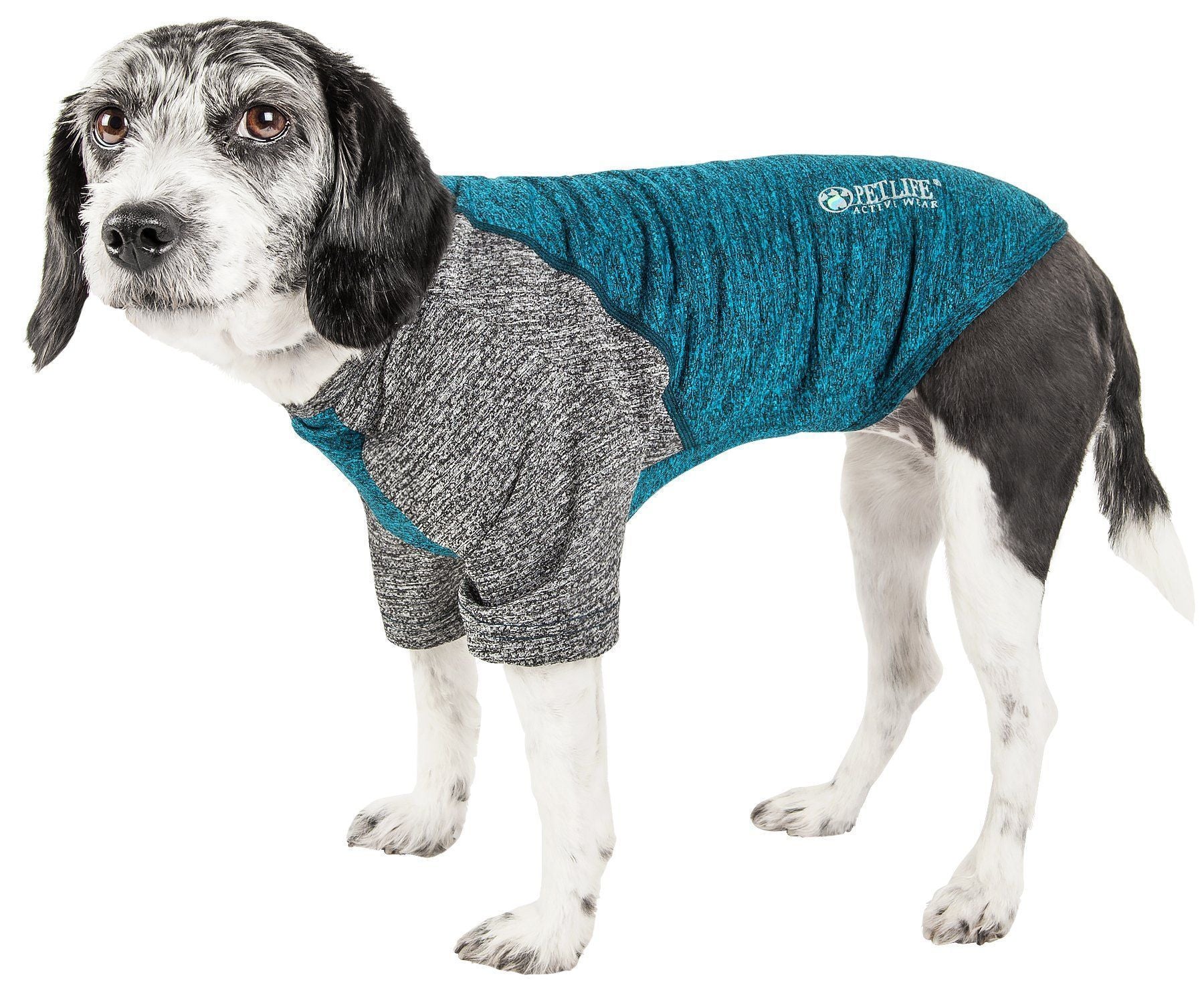 Pet Life ® Active 'Hybreed' 4-Way-Stretch Fitness Performance Dog T-Shirt X-Small Teal/Gray
