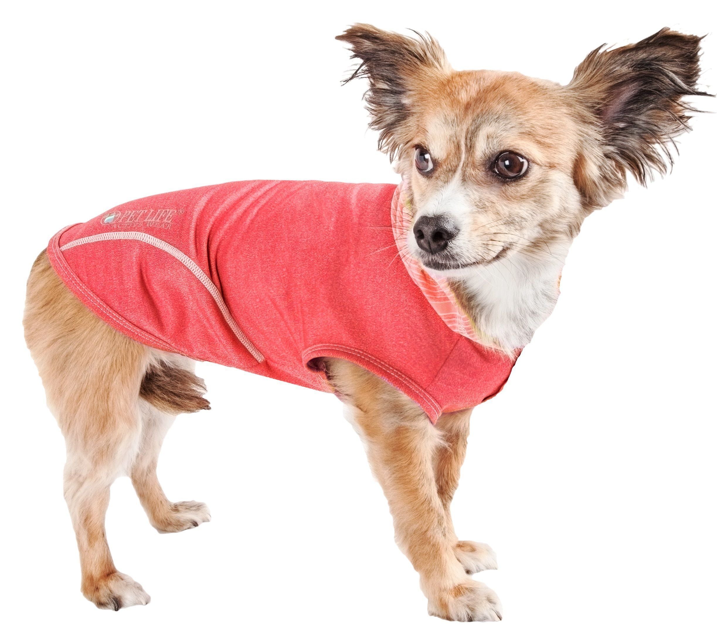 Pet Life ® Active 'Pull-Rover' 4-Way Stretch Sleeveless Fitness Yoga Dog T-Shirt Hoodie X-Small Red