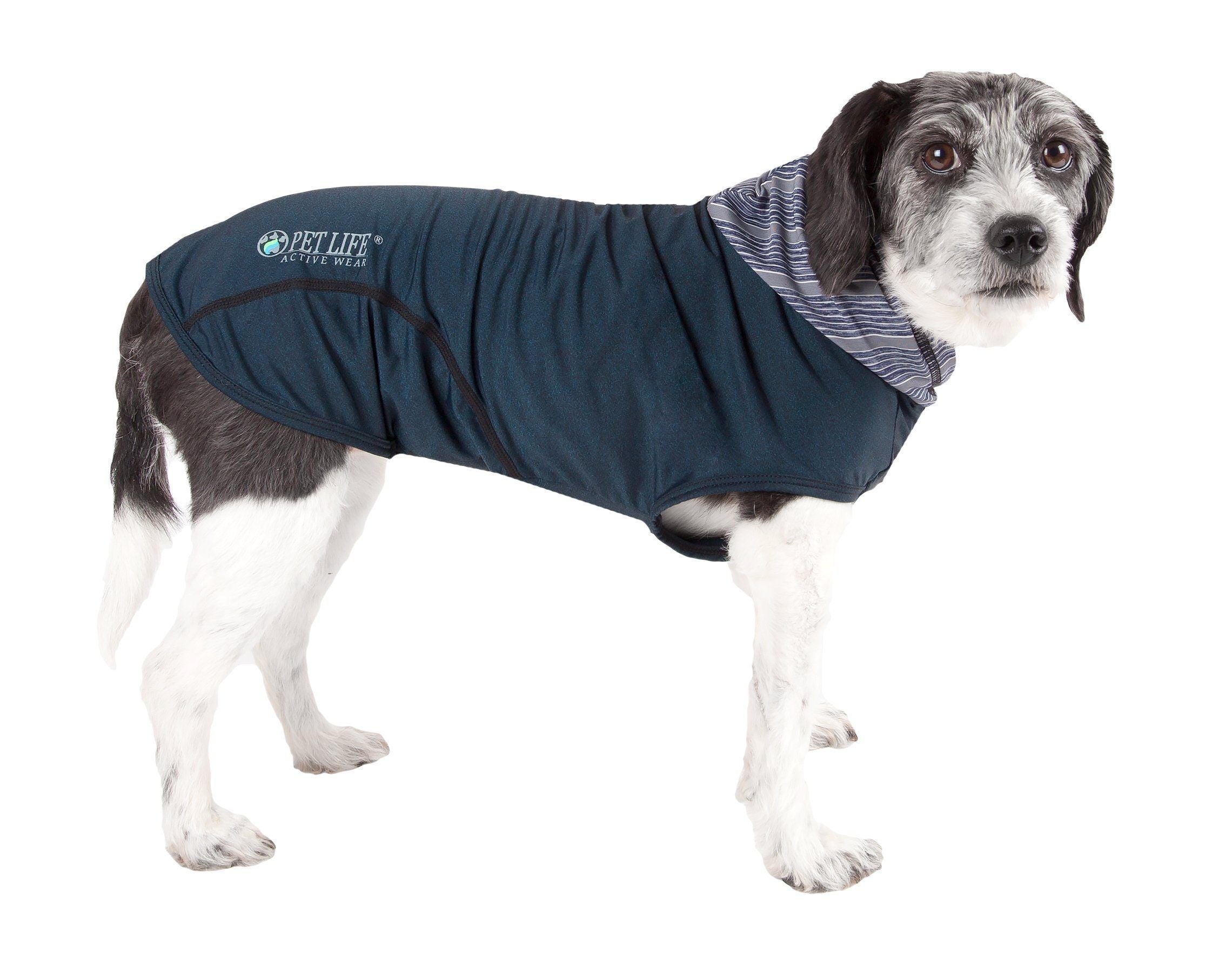 Pet Life ® Active 'Pull-Rover' 4-Way Stretch Sleeveless Fitness Yoga Dog T-Shirt Hoodie X-Small Teal