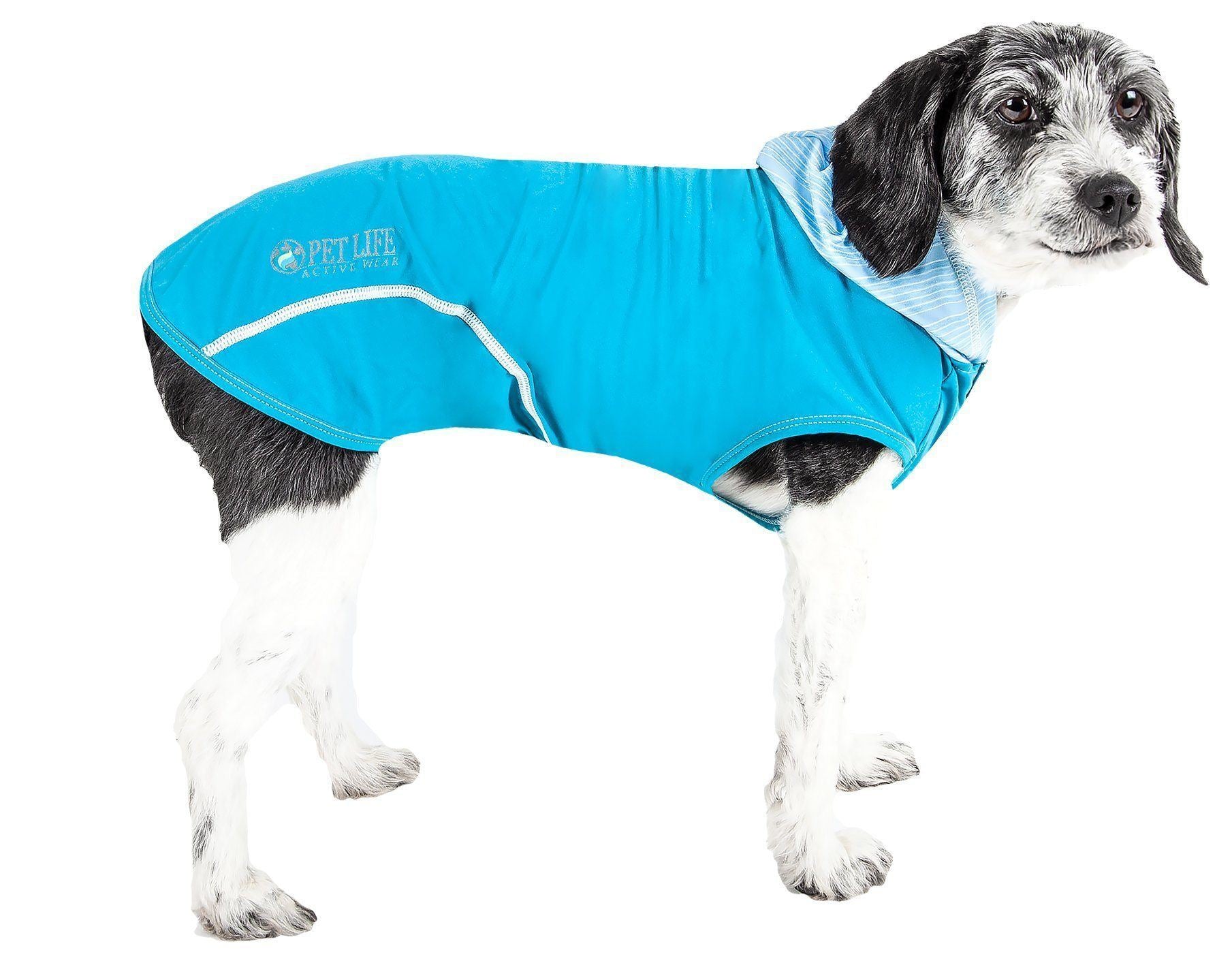 Pet Life ® Active 'Pull-Rover' 4-Way Stretch Sleeveless Fitness Yoga Dog T-Shirt Hoodie X-Small Electric Blue