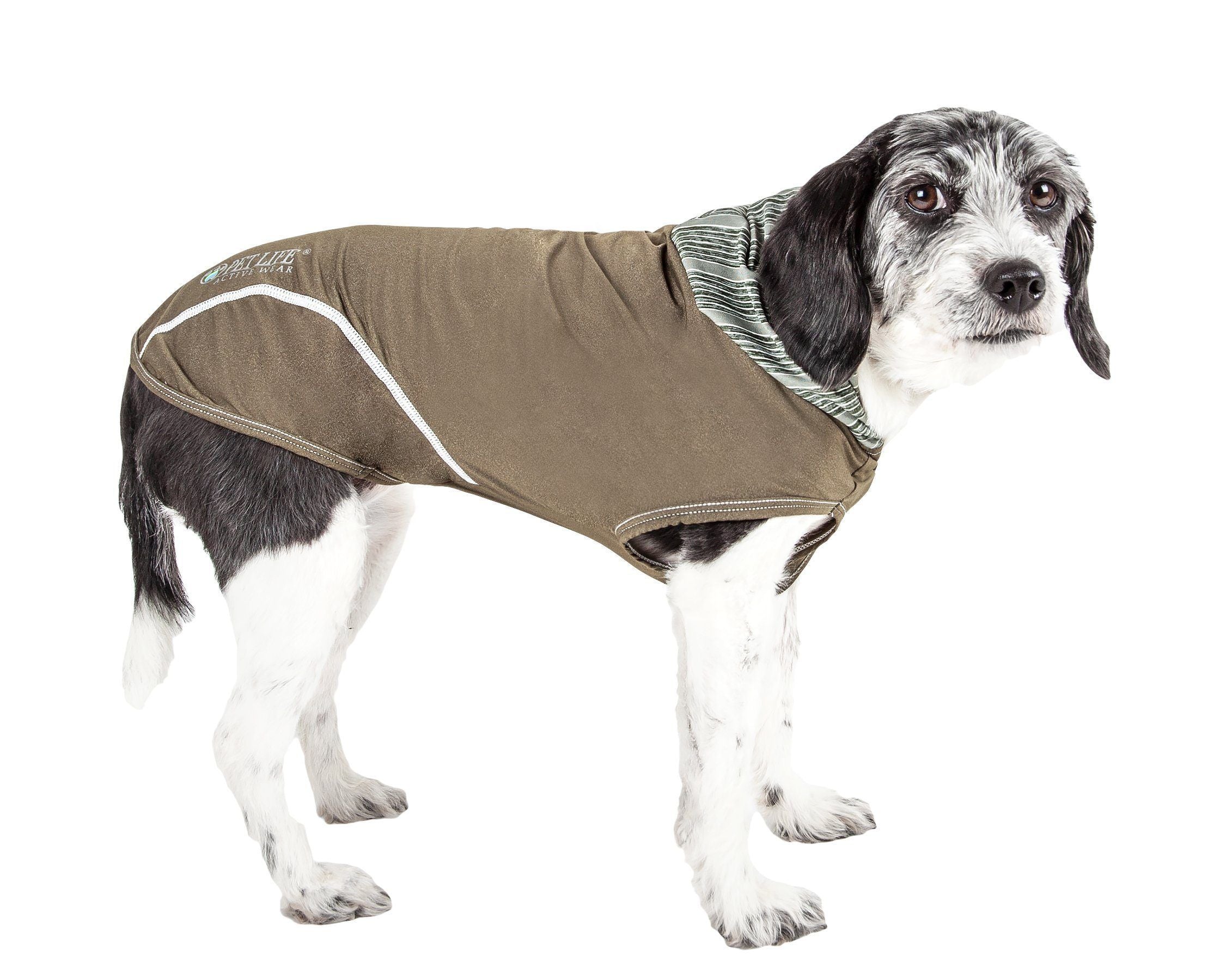Pet Life ® Active 'Pull-Rover' 4-Way Stretch Sleeveless Fitness Yoga Dog T-Shirt Hoodie X-Small Green