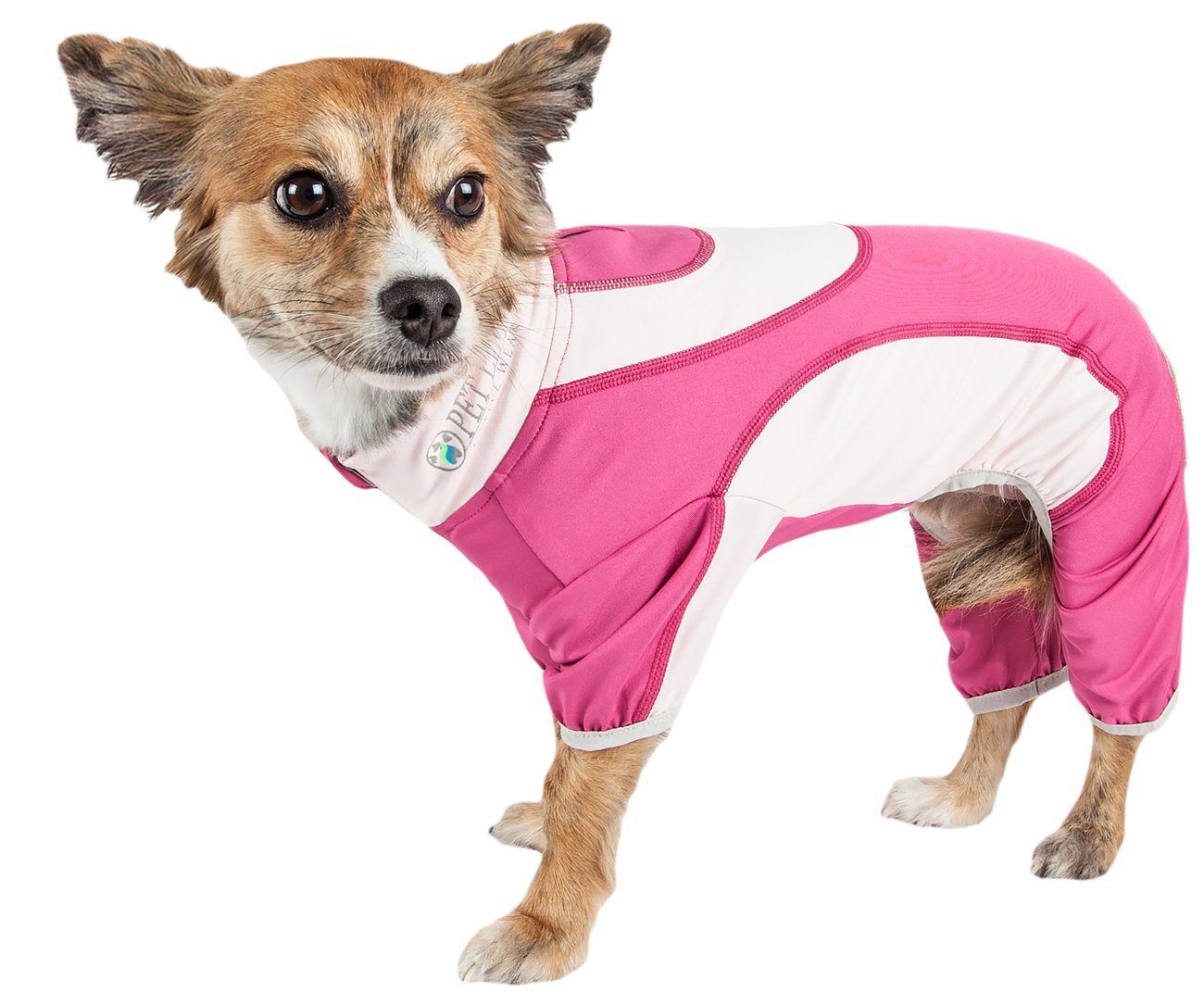 Pet Life ® Active 'Warm-Pup' Stretchy and Quick-Drying Fitness Dog Yoga Warm-Up Tracksuit X-Small Hot Pink / Light Pink