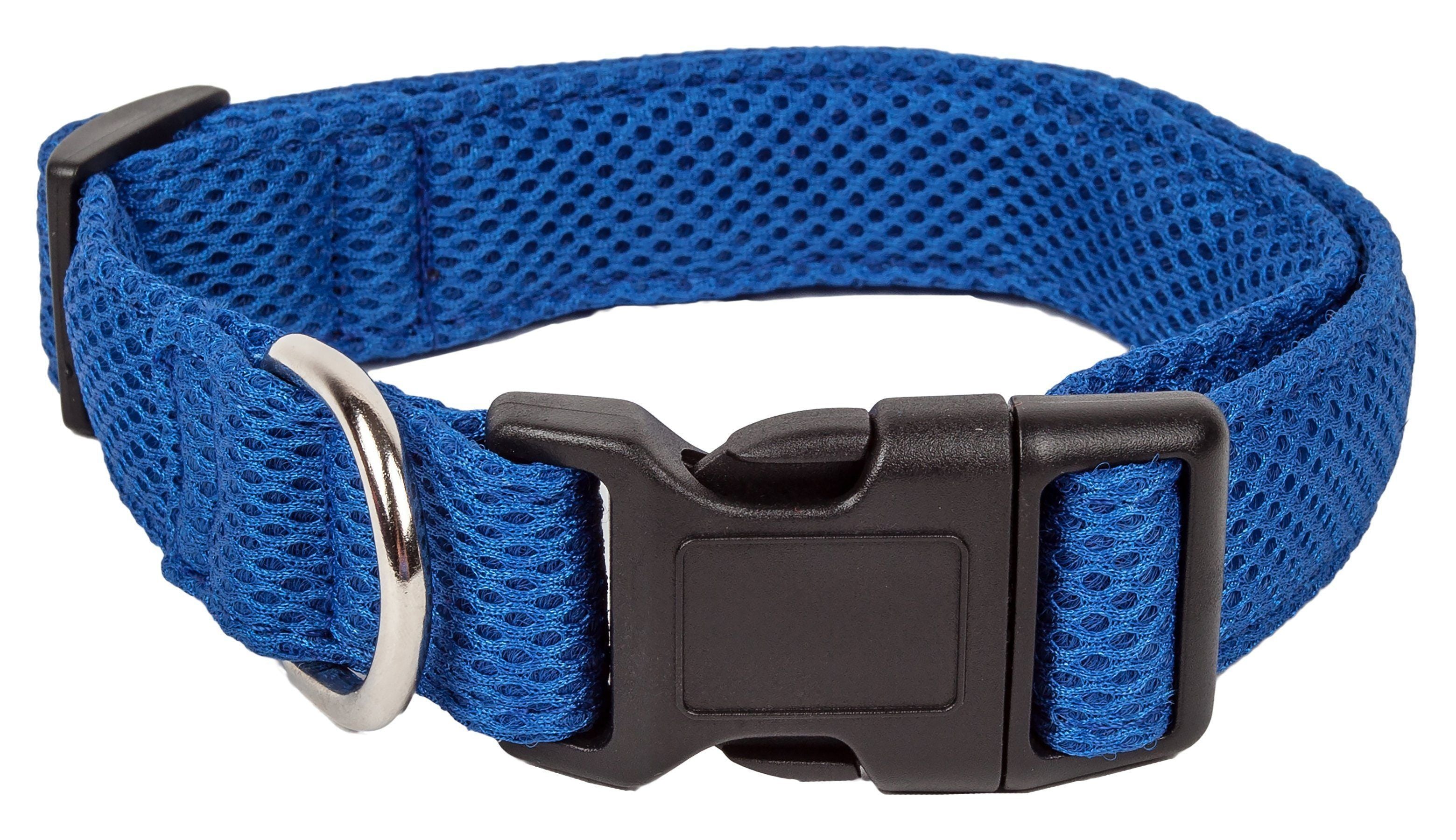 Pet Life ®  'Aero Mesh' Dual-Sided Breathable and Adjustable Thick Mesh Dog Collar Small Blue