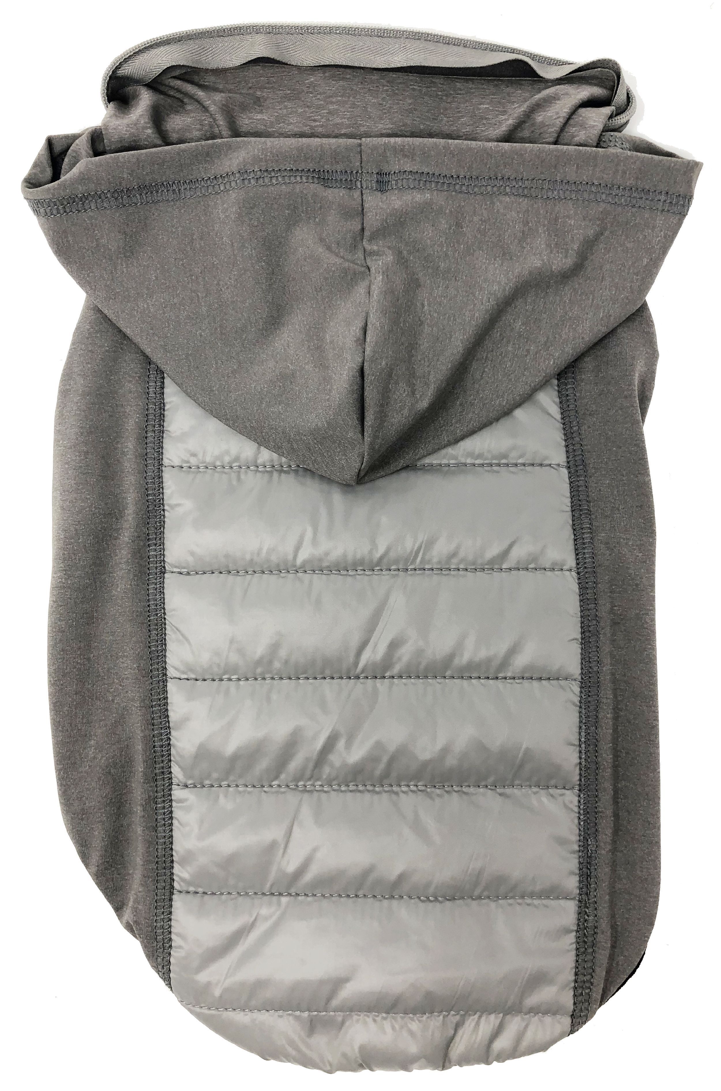 Pet Life ® 'Apex' Lightweight Hybrid 4-Season Stretch and Quick-Dry Dog Coat w/ Pop out Hood Gray X-Small