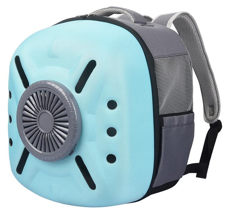 Pet Life ® 'Armor-Vent' External USB Powered Backpack with Built-in Cooling Fan Blue