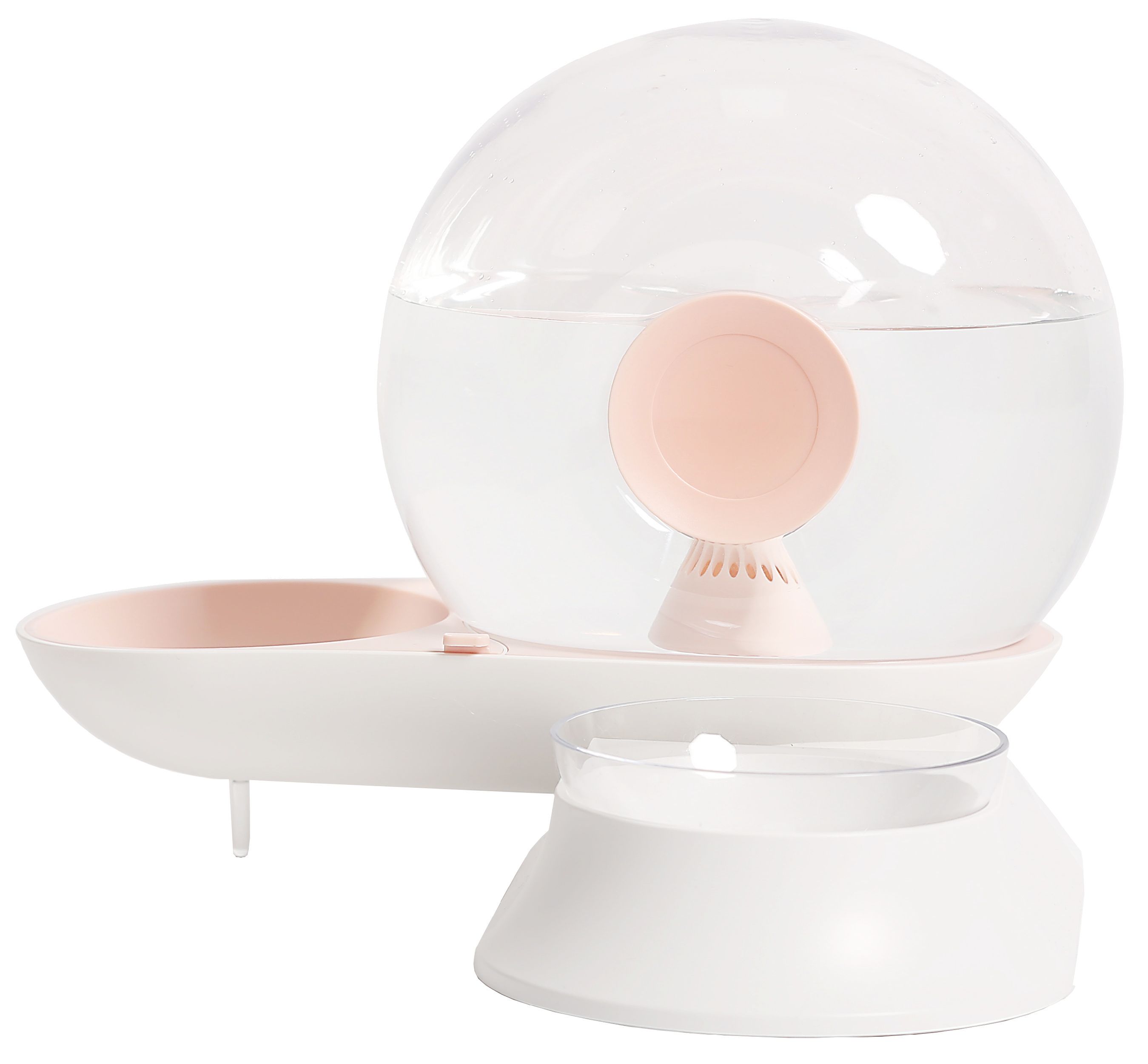 Pet Life ® 'Auto-Myst' Snail Shaped 2-in-1 Automated Gravity Pet Filtered Water Dispenser and Food Bowl Pink