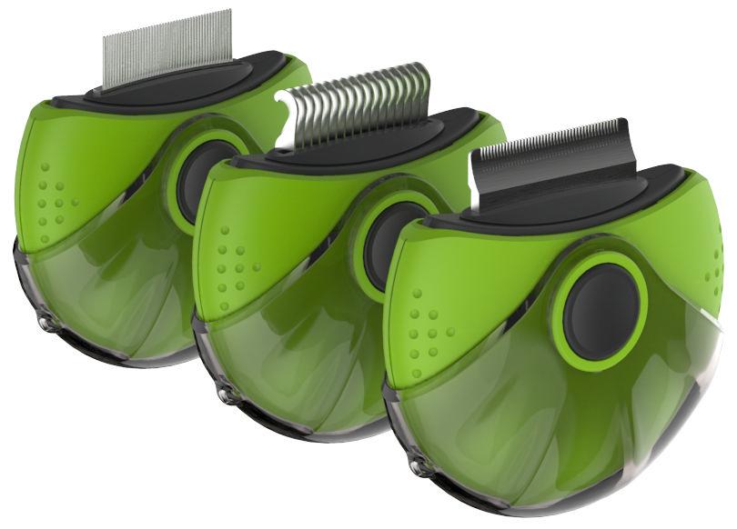 Pet Life ® 'Axler' Triple Rotating Rake Deshedder and Dematting Grooming Pet Comb Green