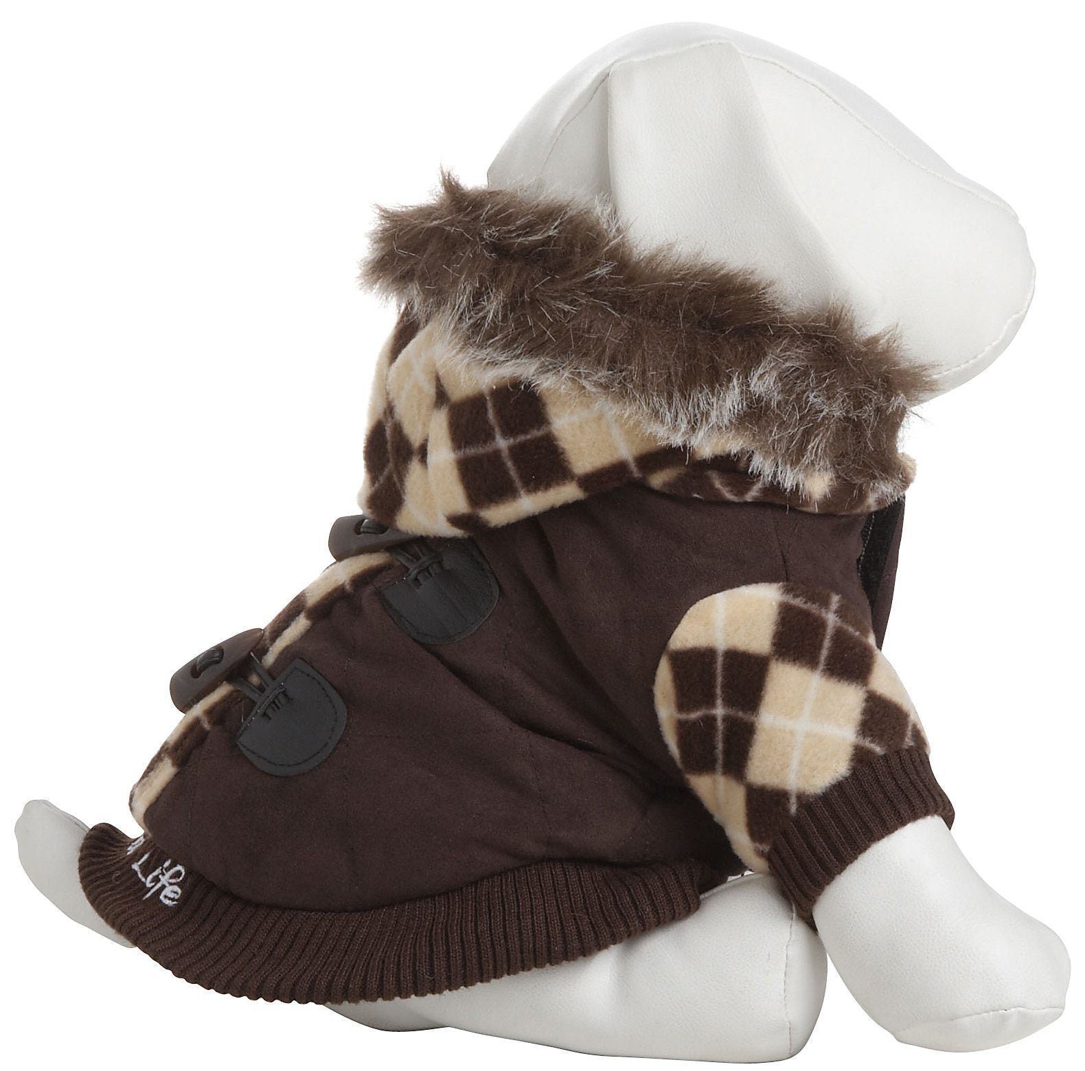 Pet Life ® 'Aygyle Style' 3M Insulated Designer Patterned Suede Dog Coat w/ Removable Hood