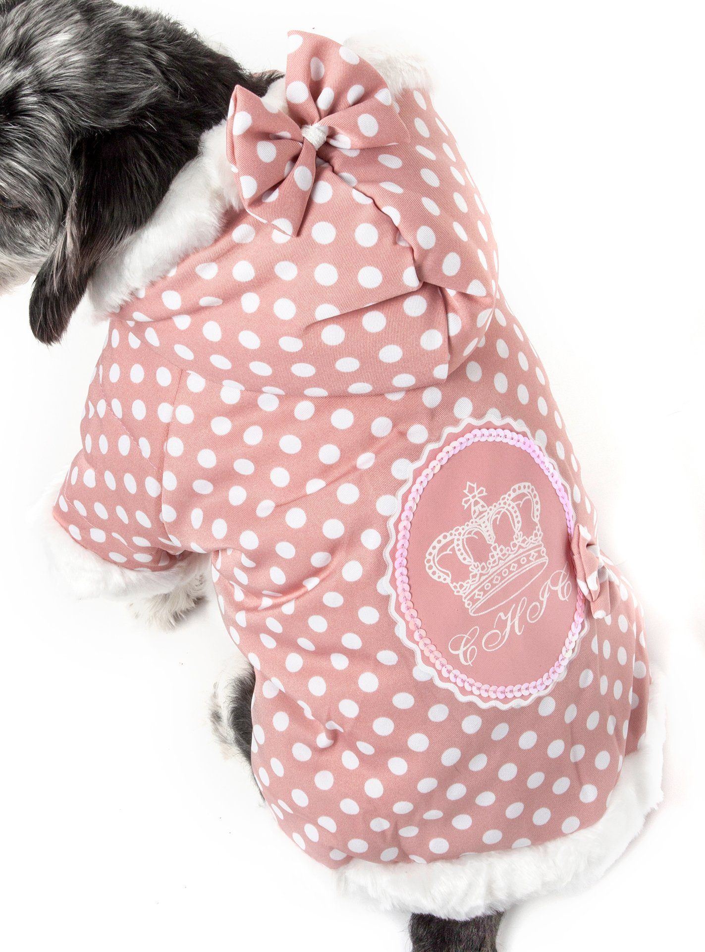 Pet Life ® 'Bow-Couture' Polka-Dot Bowed Insulated Dog Sweater Jacket