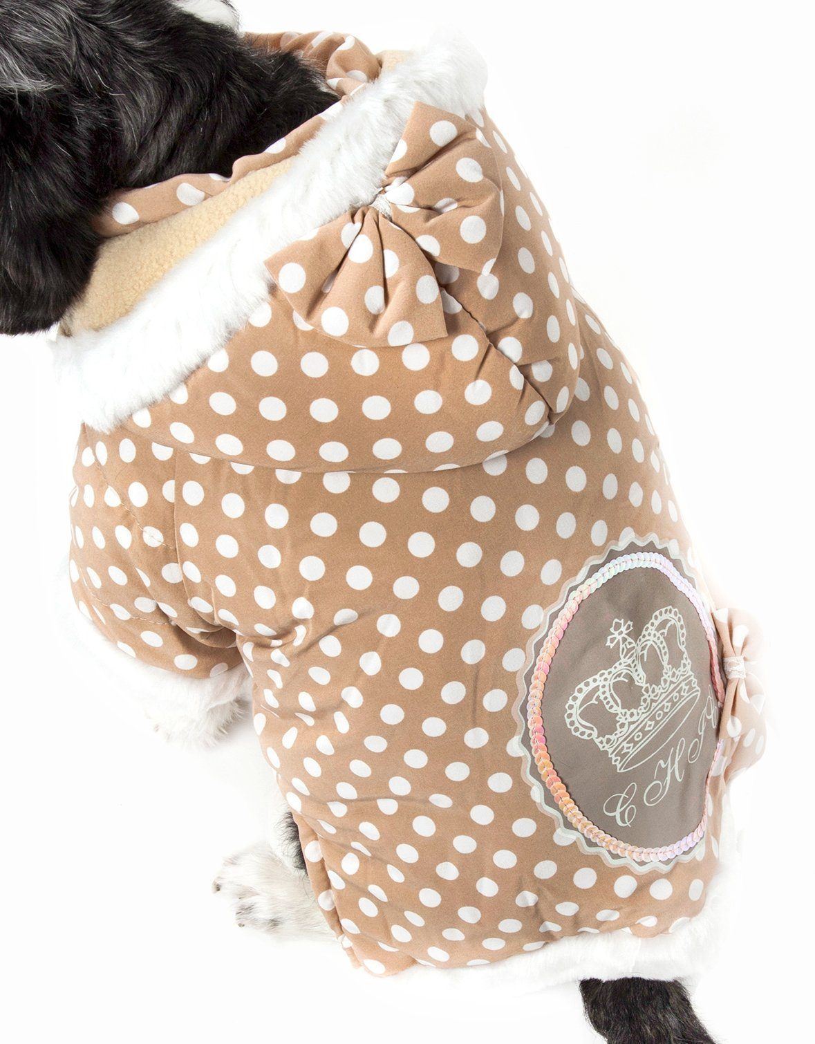 Pet Life ® 'Bow-Couture' Polka-Dot Bowed Insulated Dog Sweater Jacket