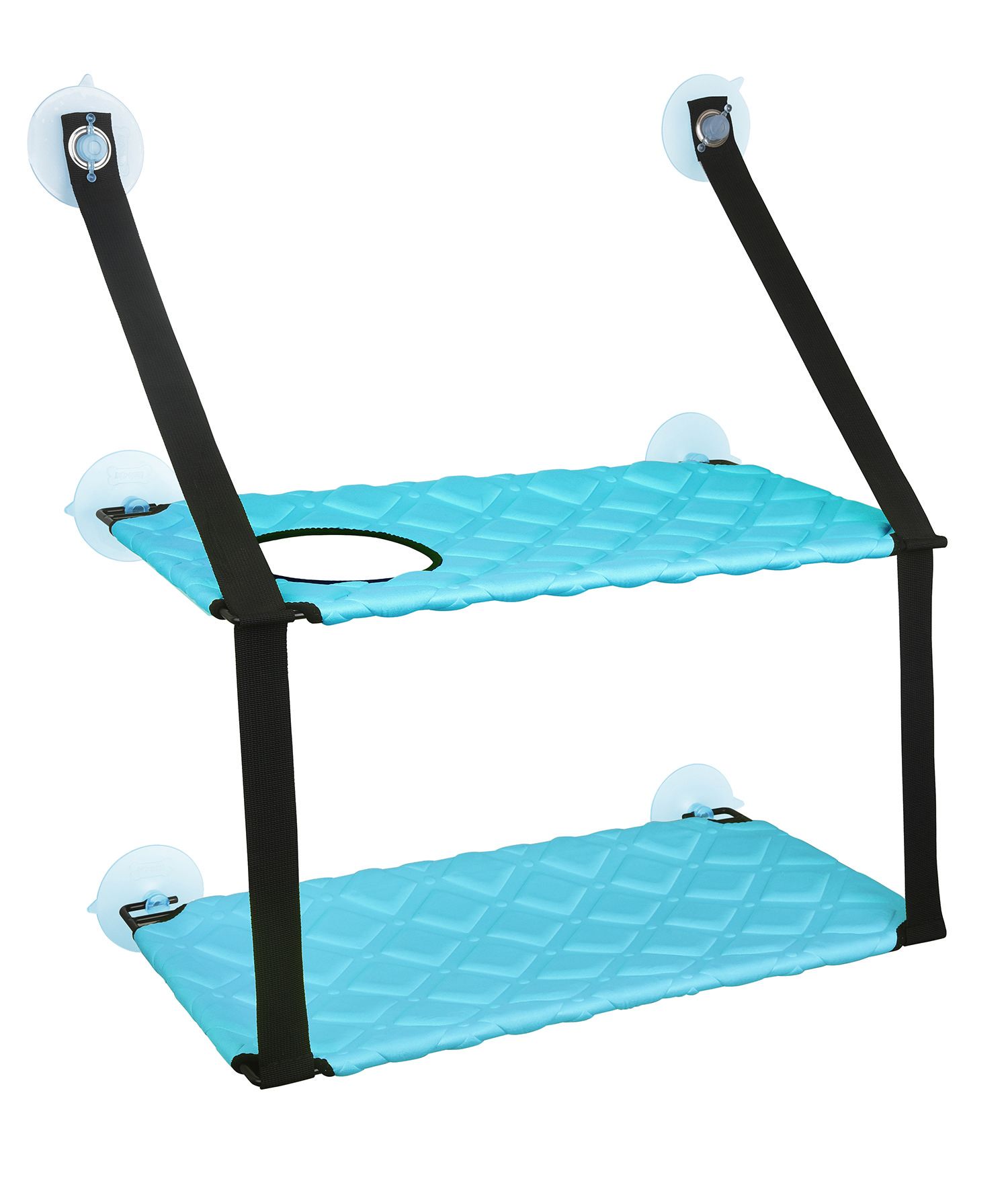 Pet Life ® 'Cat Laze'  Suction Cupped Dual-Leveled Kitty Cat Lounger Blue