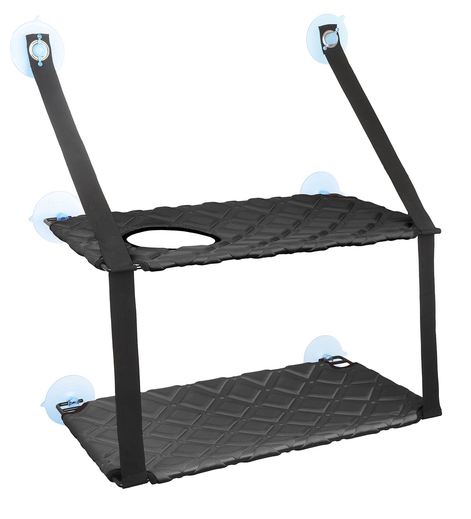 Pet Life ® 'Cat Laze'  Suction Cupped Dual-Leveled Kitty Cat Lounger Black