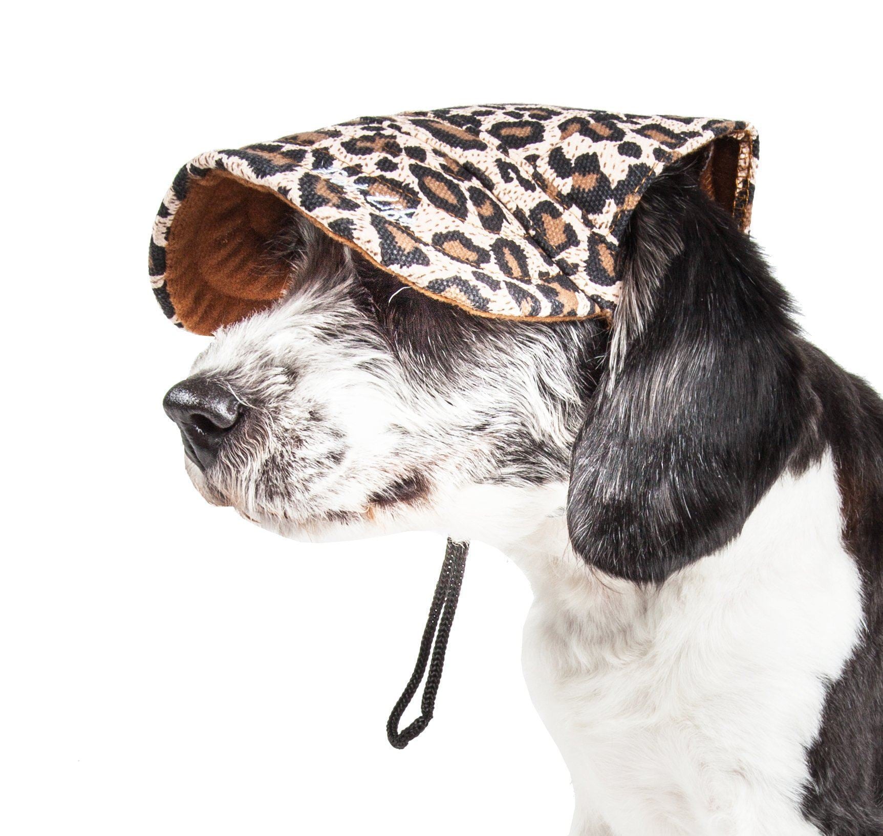 Pet Life ® 'Cheetah Bonita' Cheetah Patterned Uv Protectant Adjustable Fashion Dog Hat Cap Medium