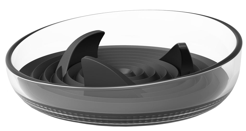 Pet Life ® 'Cirlicue' Shark Fin Shaped Modern Slow Feeding Pet Bowl Black 