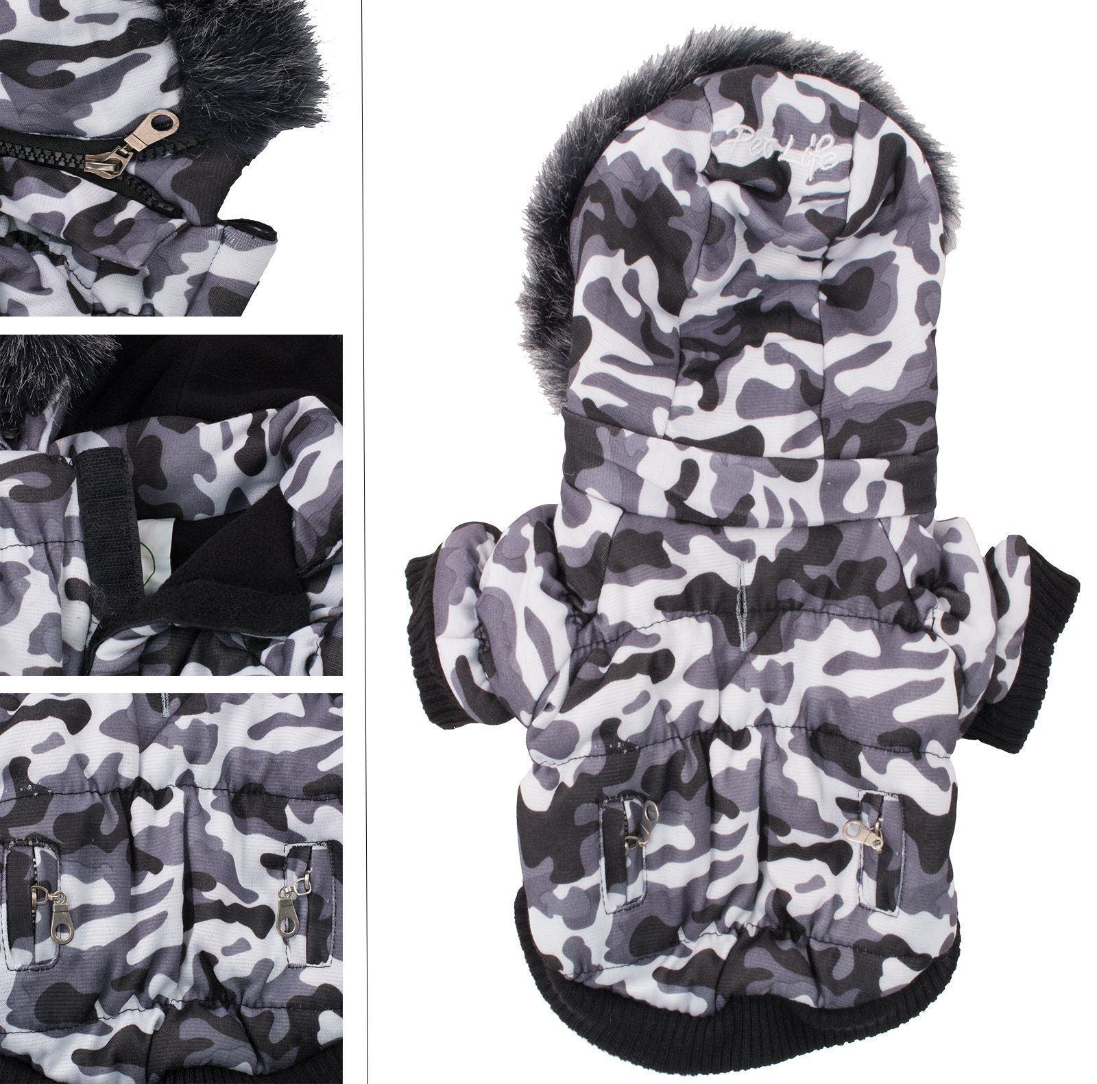 Pet Life ® Classic Metallic Fashion 3M Insulated Dog Coat Parka  w/ Removable Hood X-Small