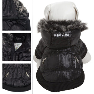 Pet Life ® Classic Metallic Fashion 3M Insulated Dog Coat Parka w/ Removable Hood X-Sm...
