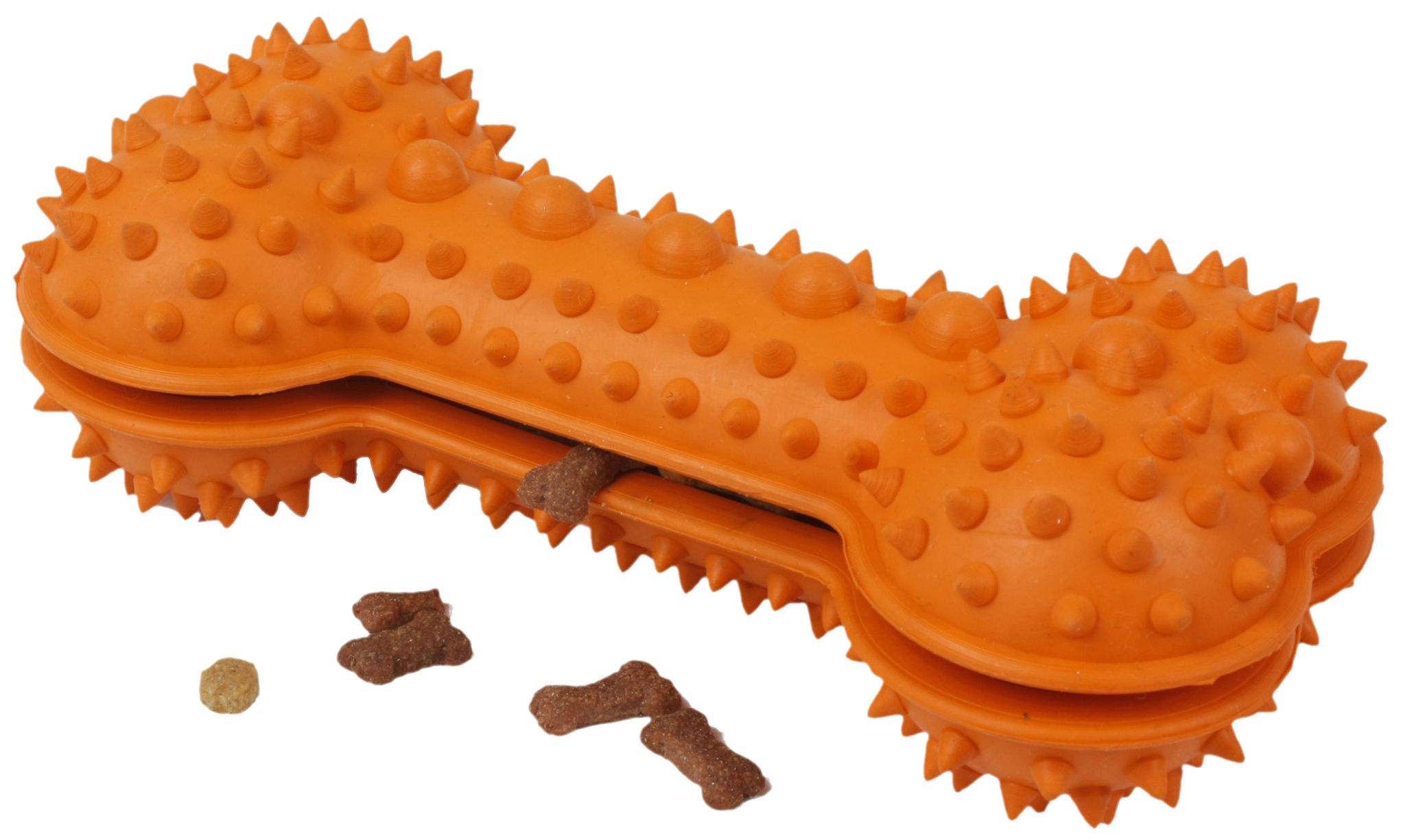 Pet Life ® 'Denta-Bone' TPR Treat Dispensing and Dental Cleaning Durable Dog Toy Orange