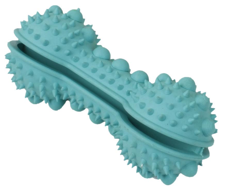 Pet Life ® 'Denta-Bone' TPR Treat Dispensing and Dental Cleaning Durable Dog Toy Blue