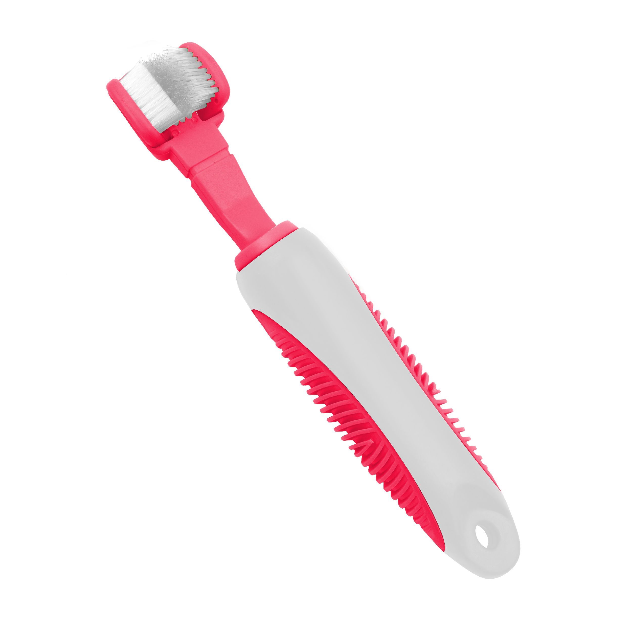 Pet Life ® 'Denta-Clean' Dual-Sided Action Bristle Pet Toothbrush Pink 