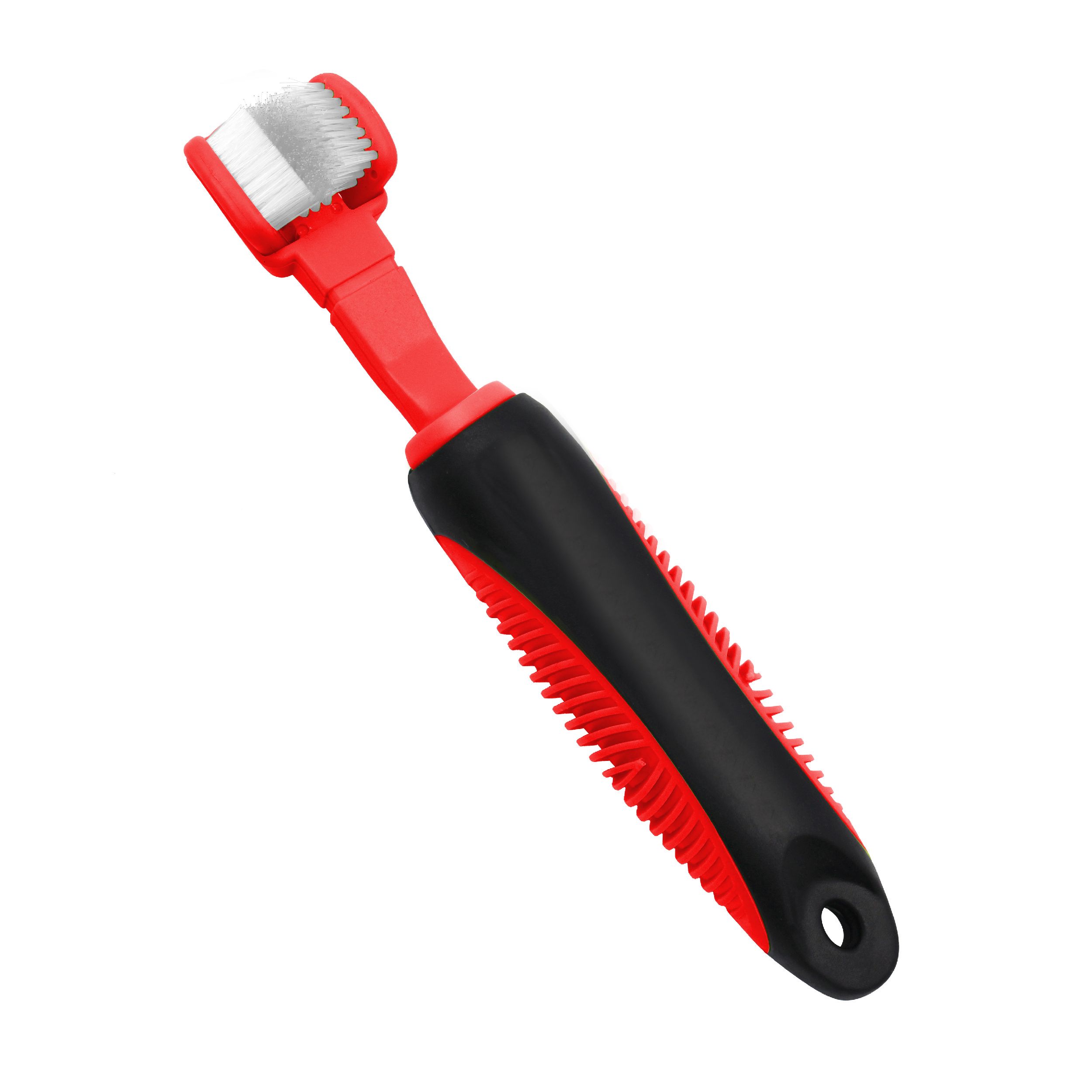 Pet Life ® 'Denta-Clean' Dual-Sided Action Bristle Pet Toothbrush Red