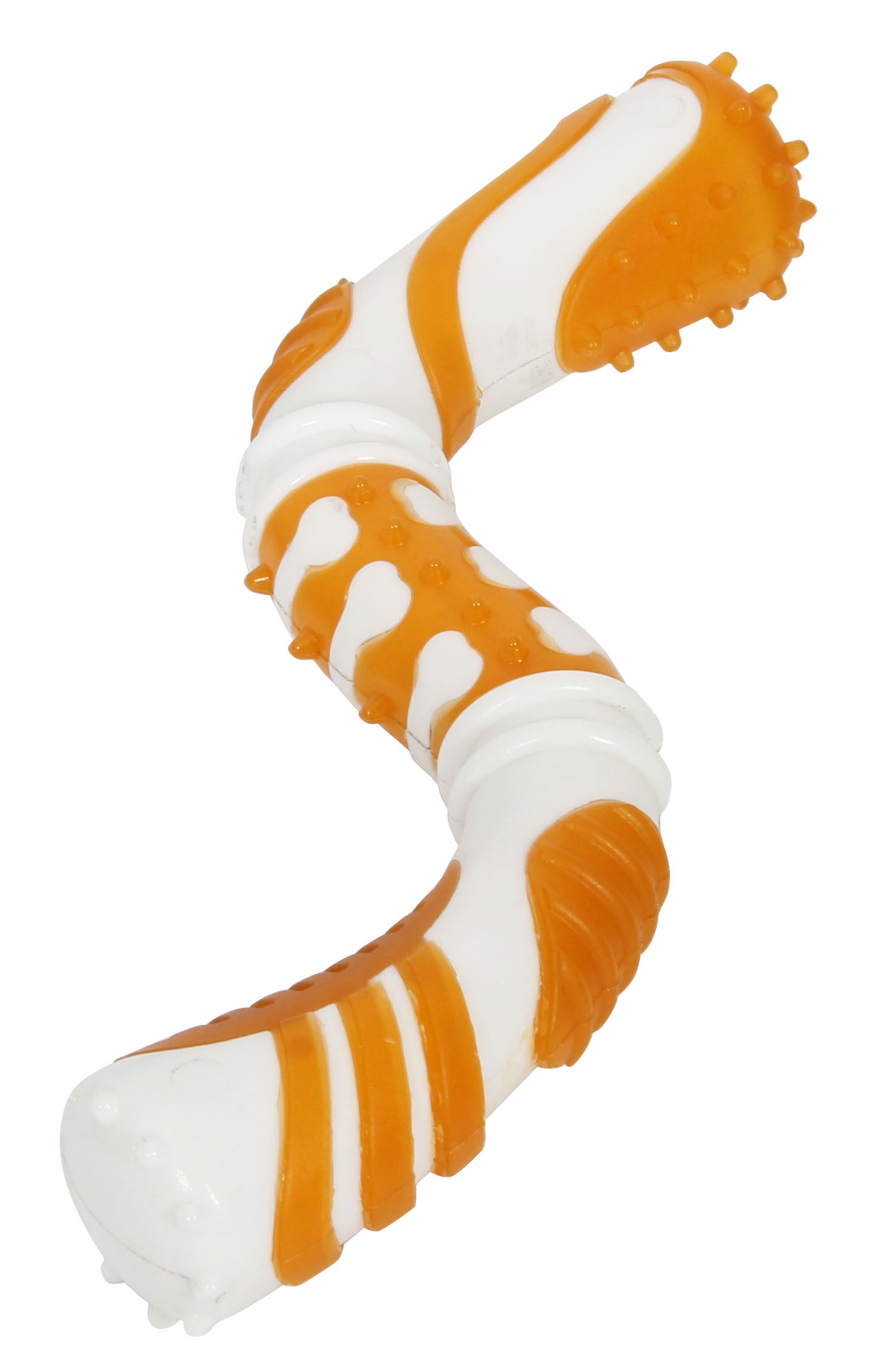 Pet Life ® 'Denta-Twist' TPR Durable Dental Chew Toy Orange