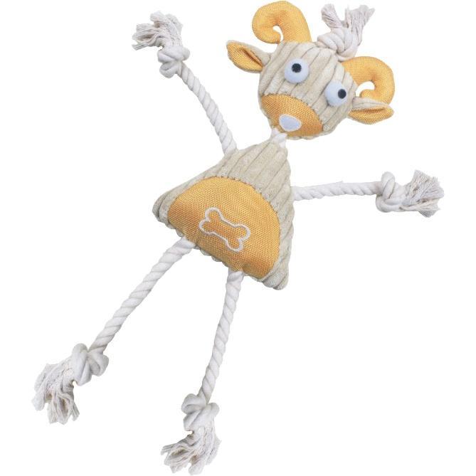 Pet Life ® 'Doll Mannequin' Natural Jute and Rope Squeak Dog Toy Yellow