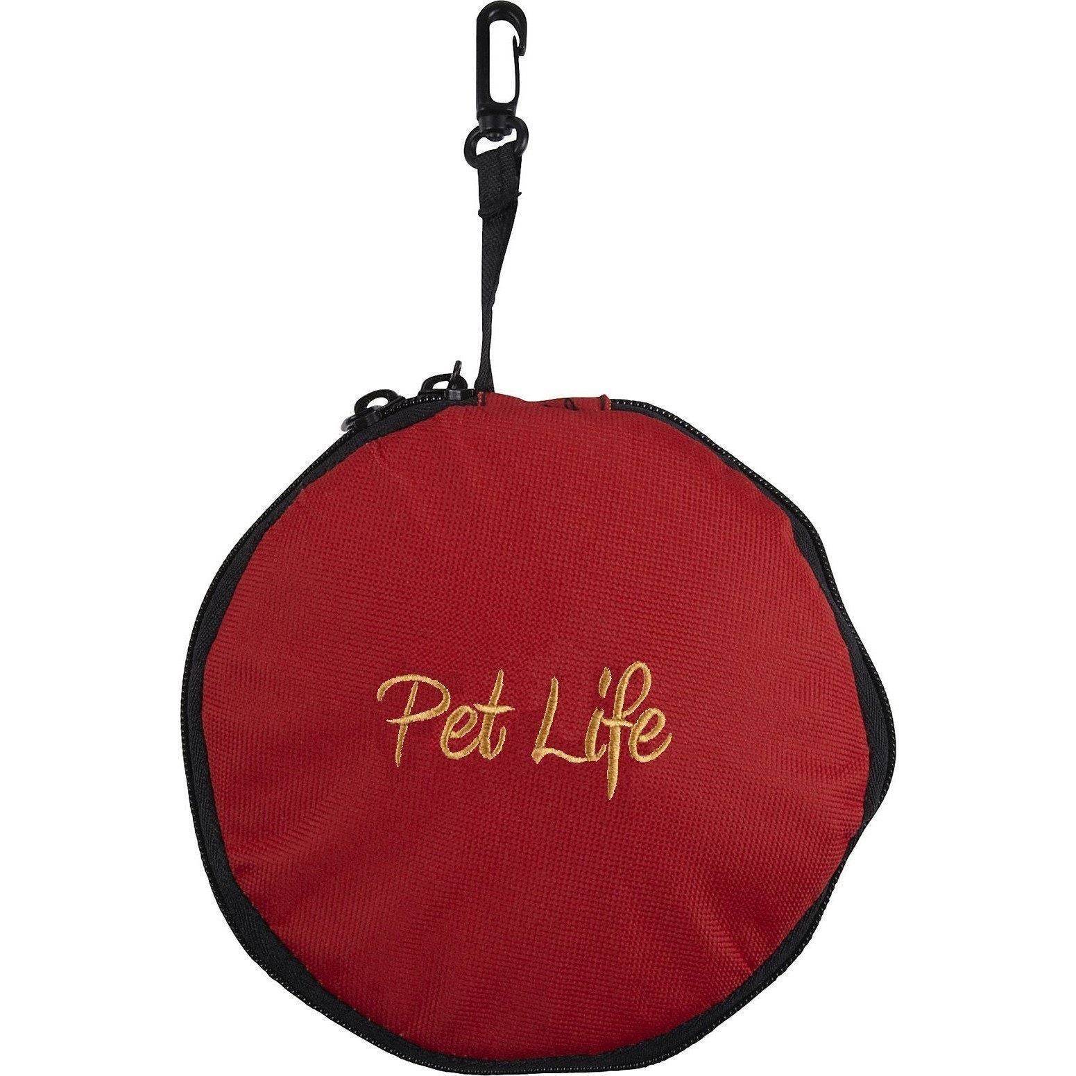 Pet Life ® 'Dual Folding' Food and Water Collapsible Pet Travel Cat and Dog Bowl Red 