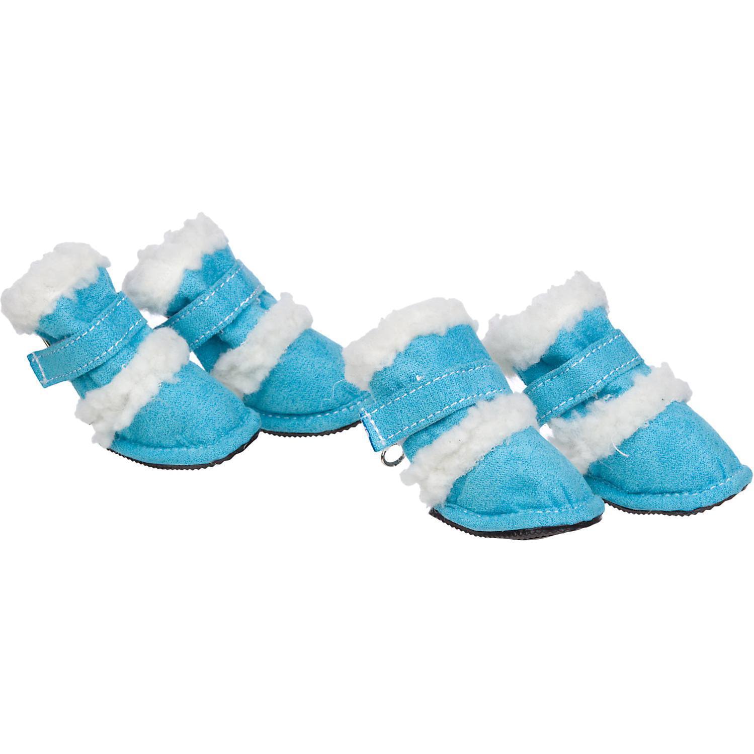 Pet Life ® 'Duggz' 3M Insulated Winter Fashion Dog Shoes Booties - Set of 4 X-Small Blue & White