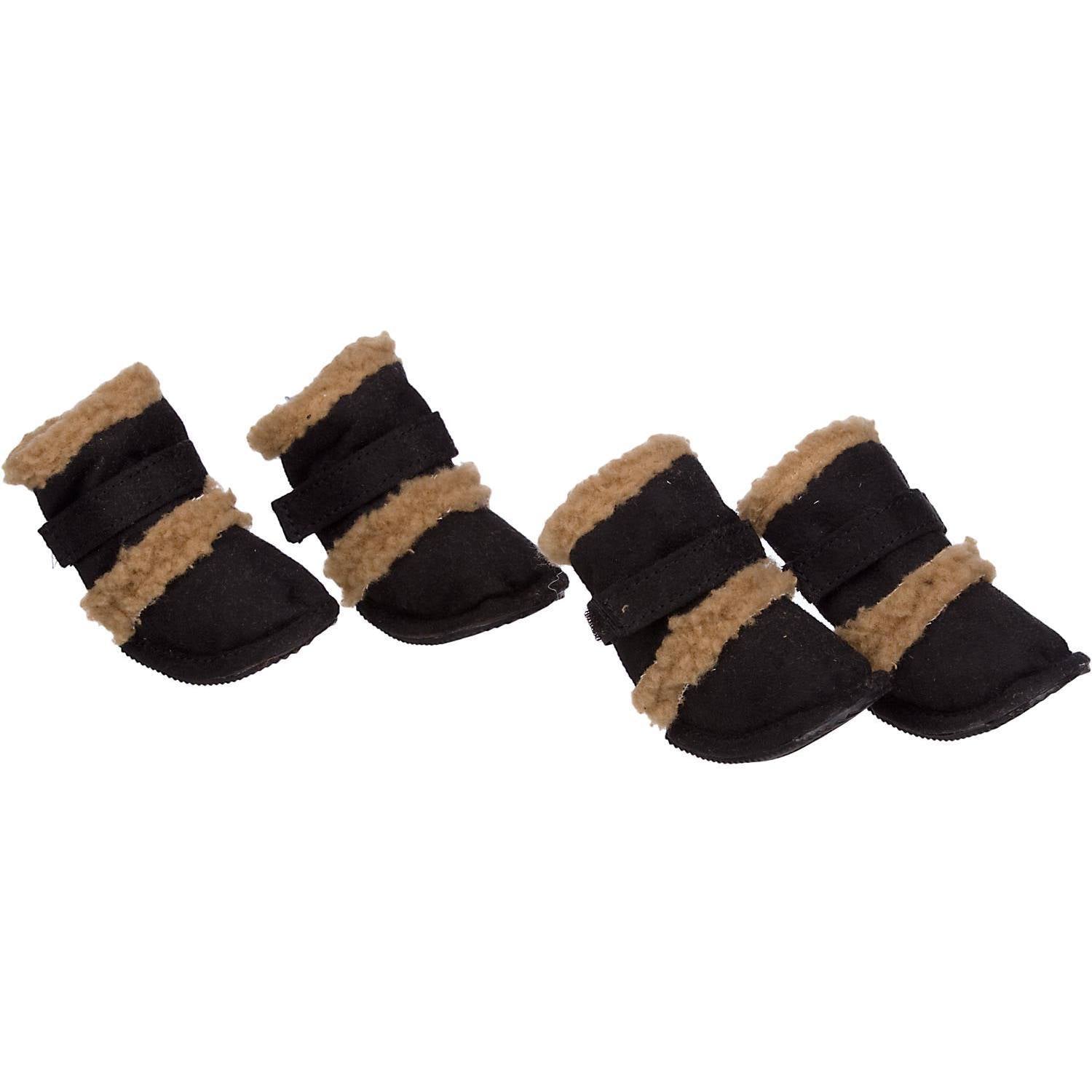 Pet Life ® 'Duggz' 3M Insulated Winter Fashion Dog Shoes Booties - Set of 4 X-Small Black & Brown