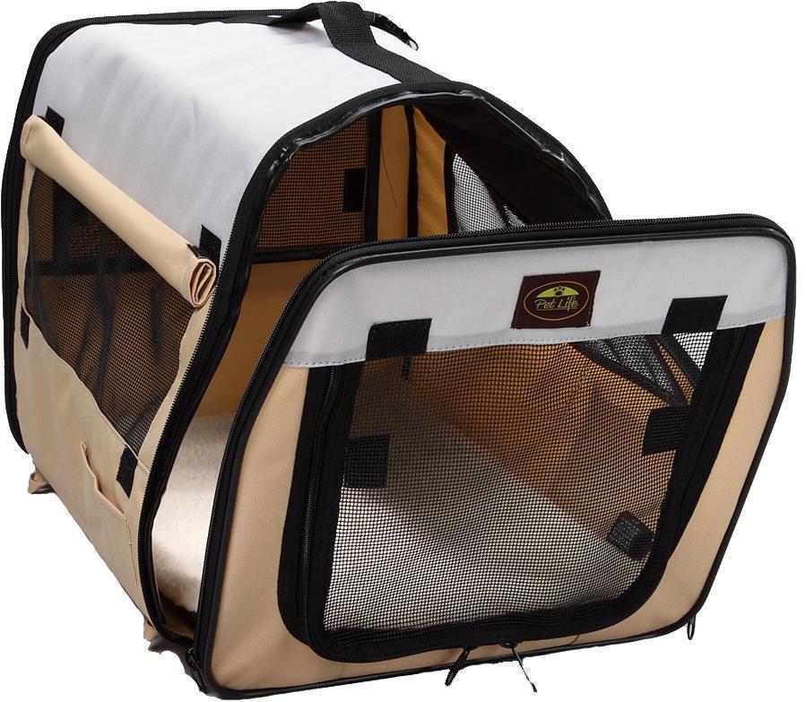 Pet Life ® 'Easy Folding' Zippered Folding Collapsible Wire Framed Lightweight Pet Dog Crate Carrier