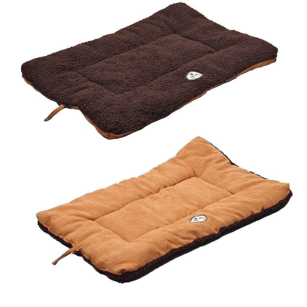 Pet Life ® 'Eco-Paw' Reversible Eco-Friendly Recyclabled Polyfill Fashion Designer Pet Dog Bed Mat Lounge Medium Brown And Cocoa
