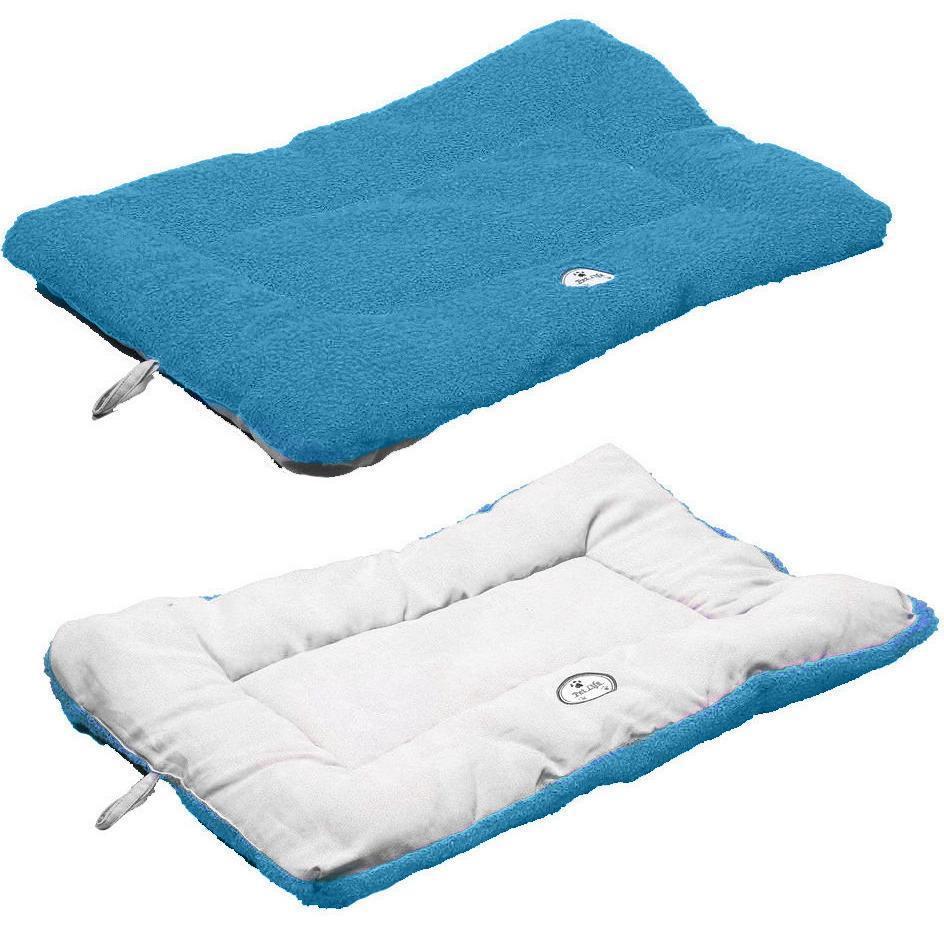 Pet Life ® 'Eco-Paw' Reversible Eco-Friendly Recyclabled Polyfill Fashion Designer Pet Dog Bed Mat Lounge Medium Blue And Aqua