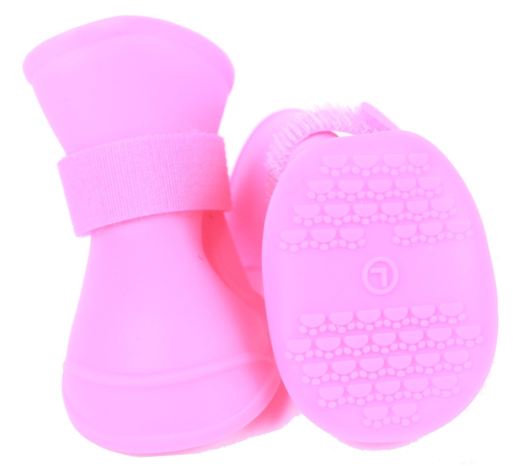 Pet Life ® Elastic Protective Multi-Usage All-Terrain Rubberized Dog Shoes - Set of 4 X-Small Pink