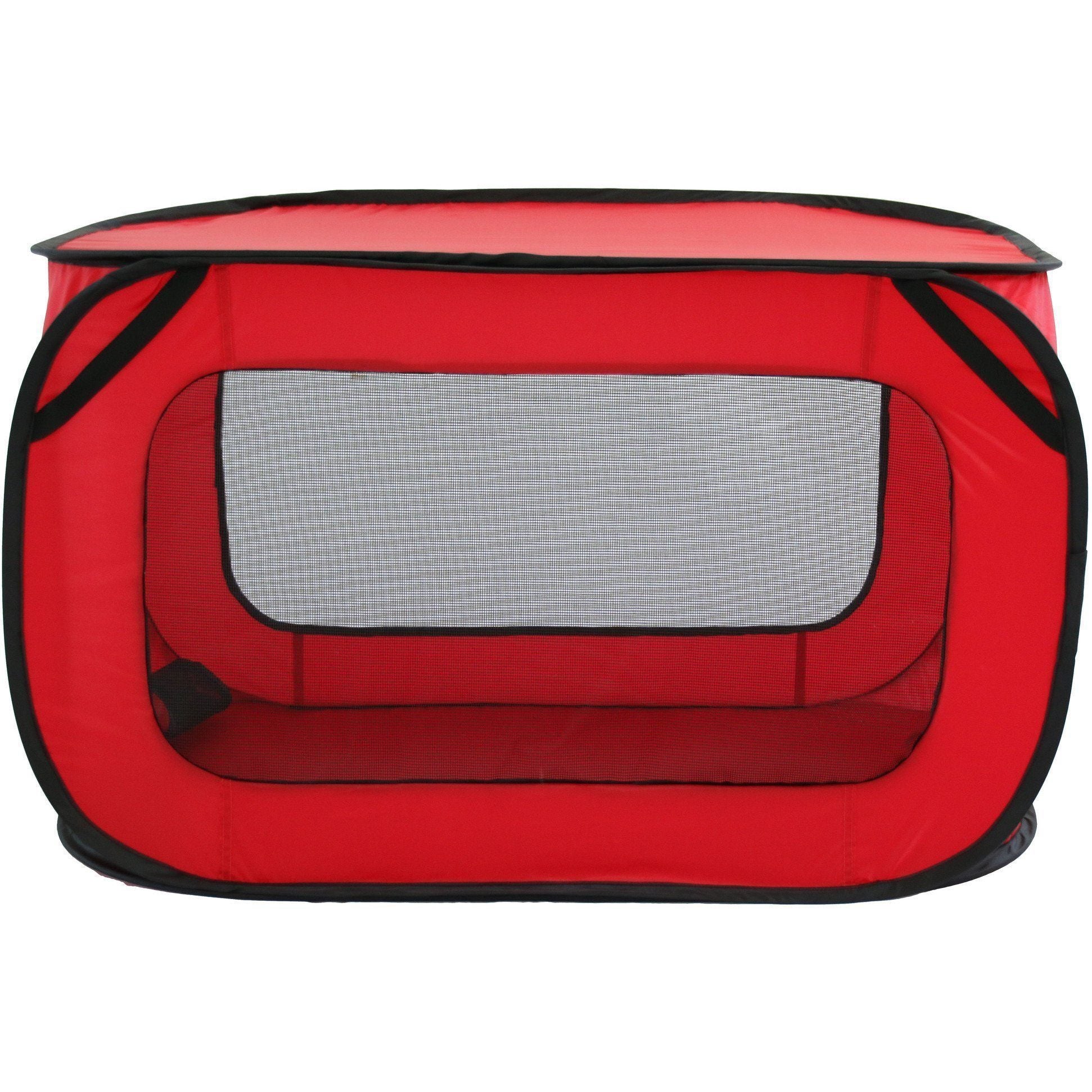 Pet Life ® 'Elongated Camping' Rectangular Mesh Wire-Folding Collapsible Travel Lightweight Pet Dog Crate Tent w/ Built-in Bottle Holder