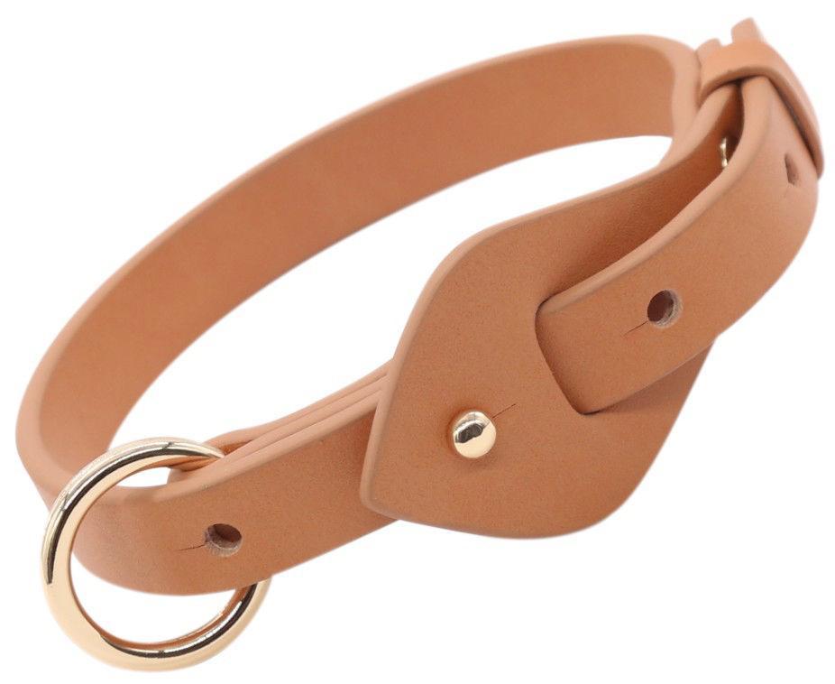 Pet Life ® 'Ever-Craft' Boutique Series Adjustable Designer Leather Dog Collar Brown Small